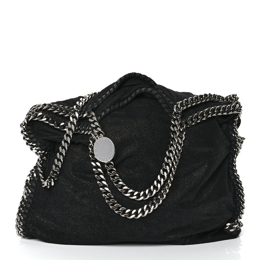 Stella McCartney Shaggy Deer Small Falabella Fold Over Tote Black
