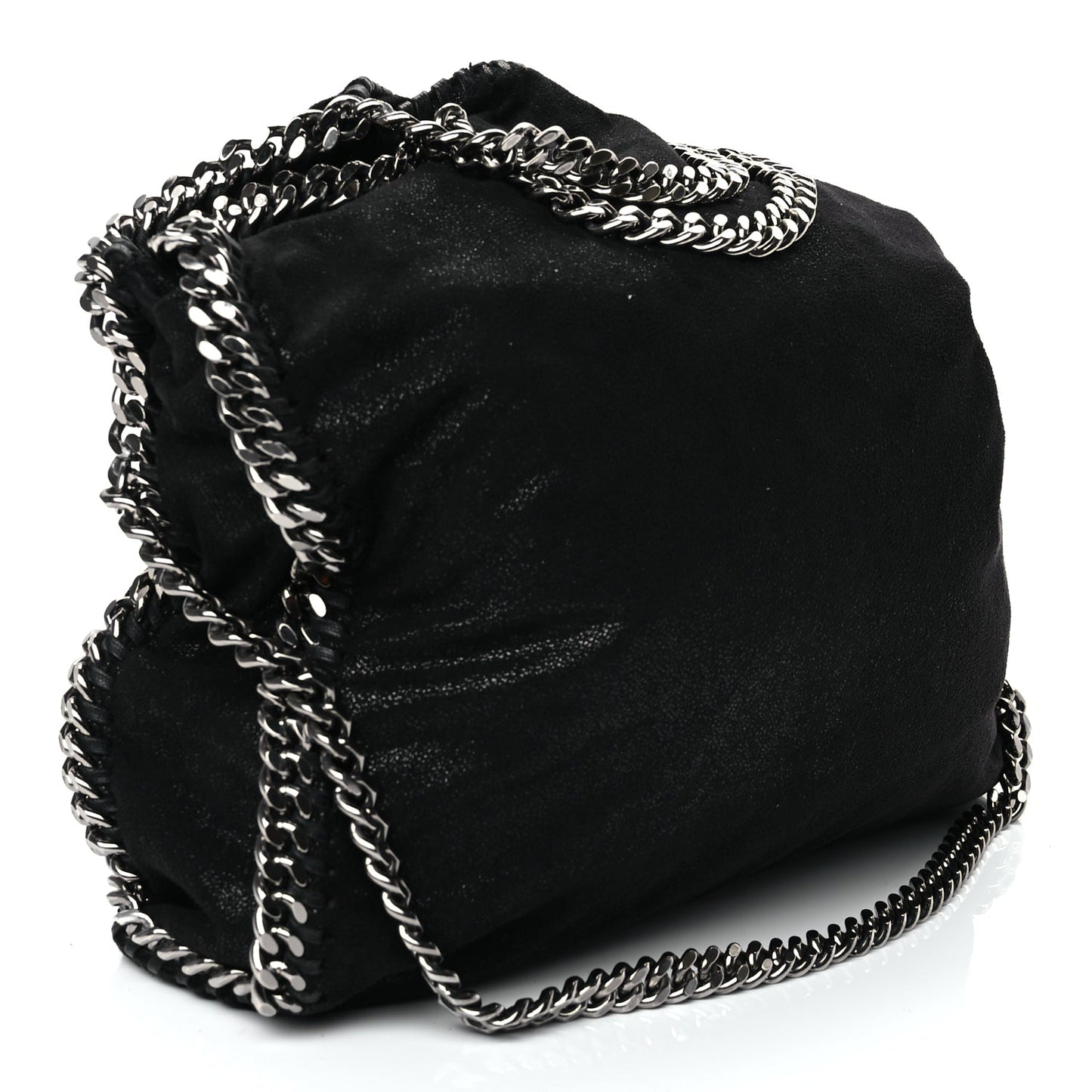 Stella McCartney Shaggy Deer Small Falabella Fold Over Tote Black