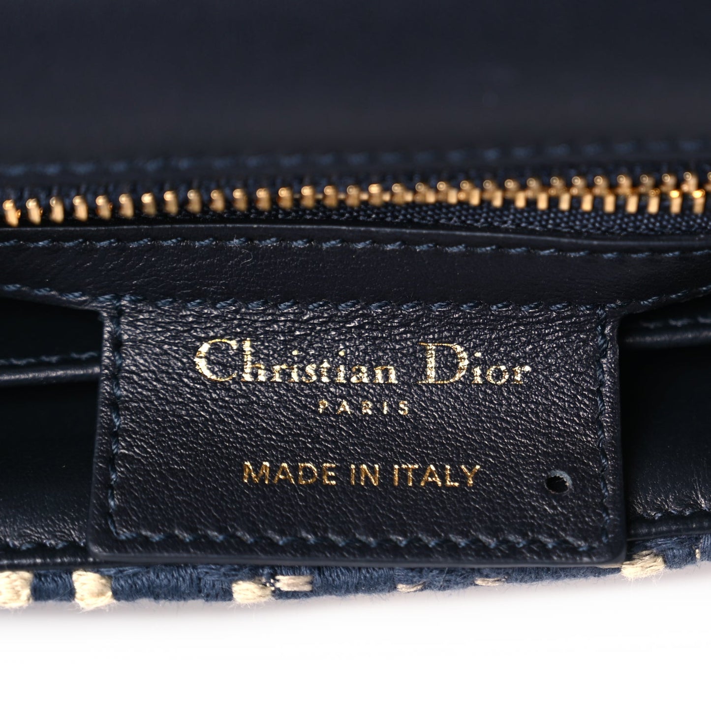 Christian Dior Fabric Macrocannage Woven Medium Caro Bag Blue White