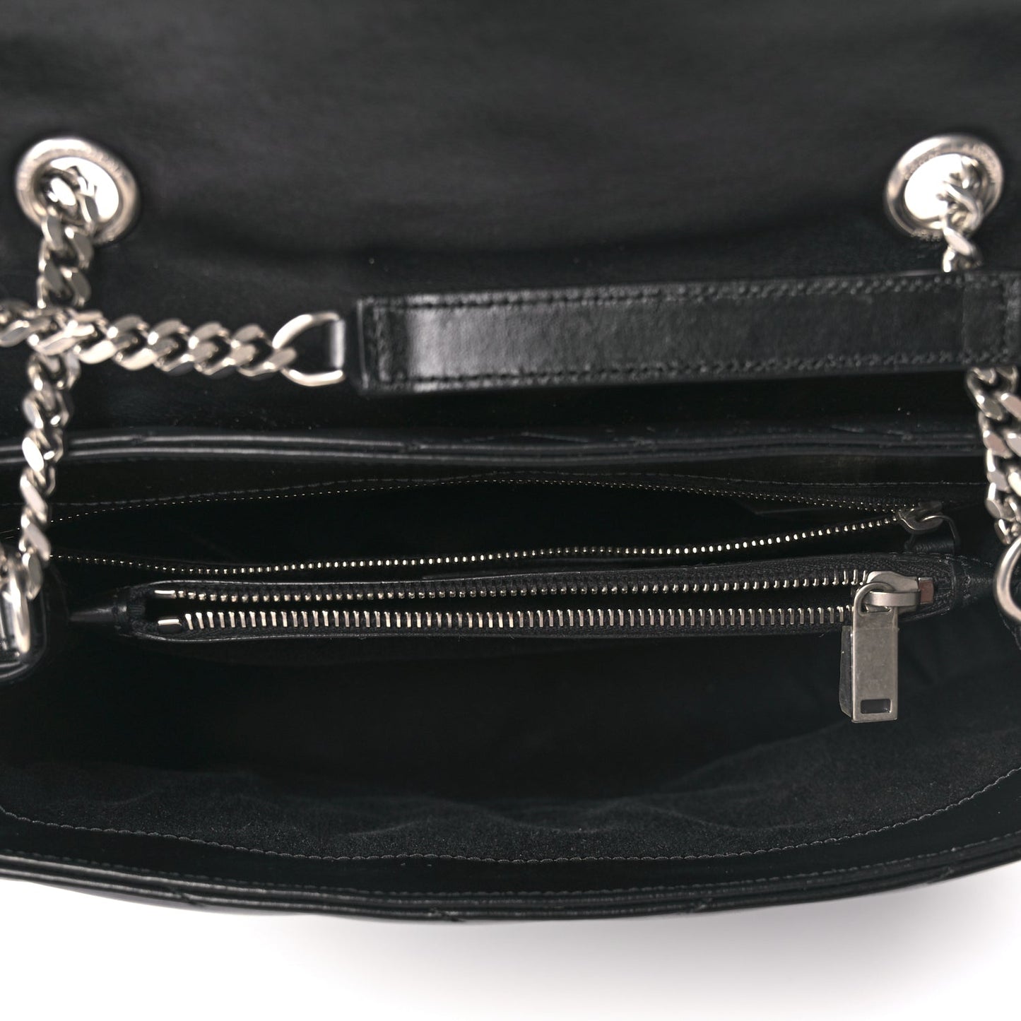 Saint Laurent Calfskin Y Quilted Monogram Medium Loulou Chain Satchel Black