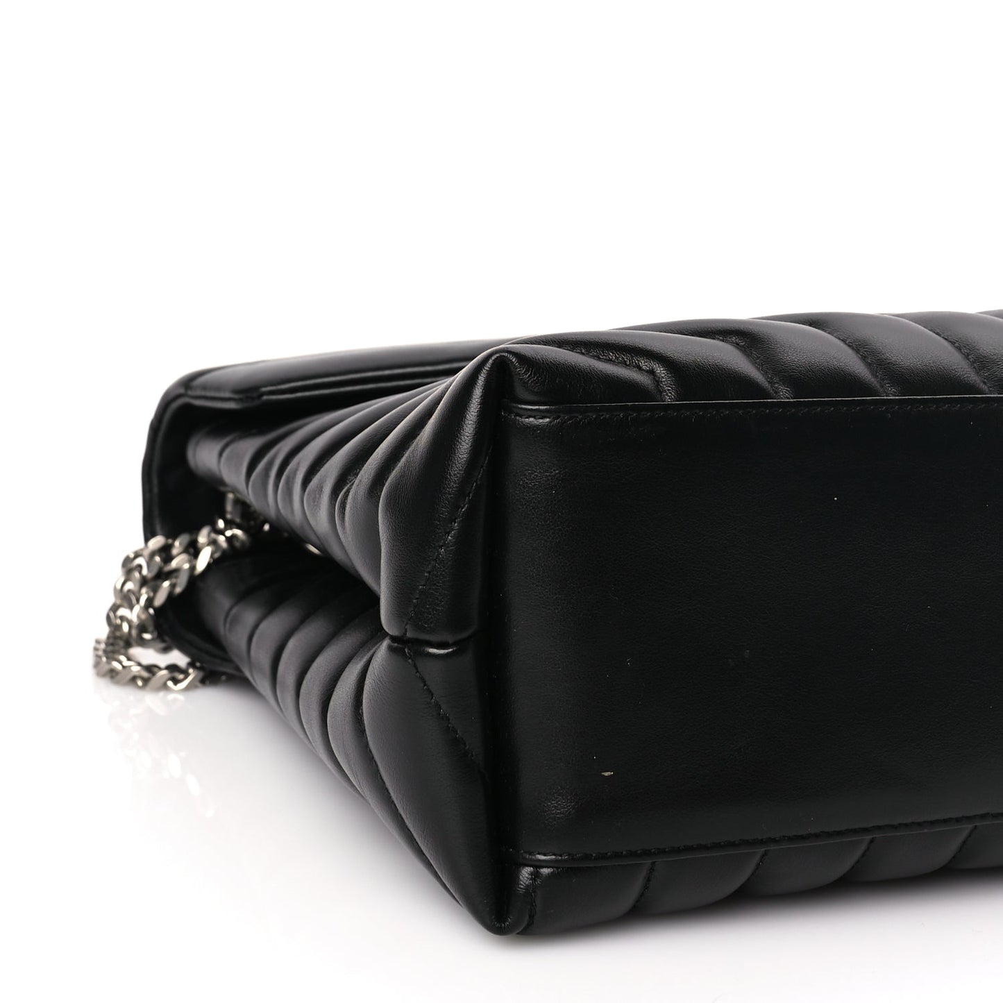 Saint Laurent Calfskin Y Quilted Monogram Medium Loulou Chain Satchel Black