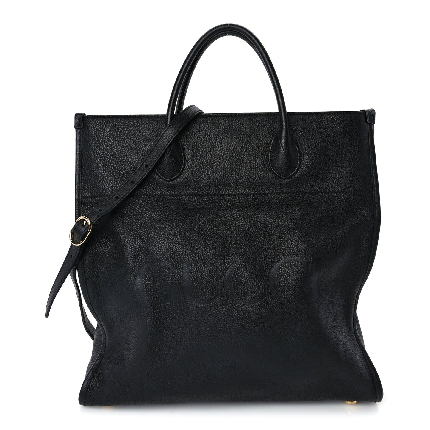 Gucci Pebbled Calfskin Large Logo Tote Black