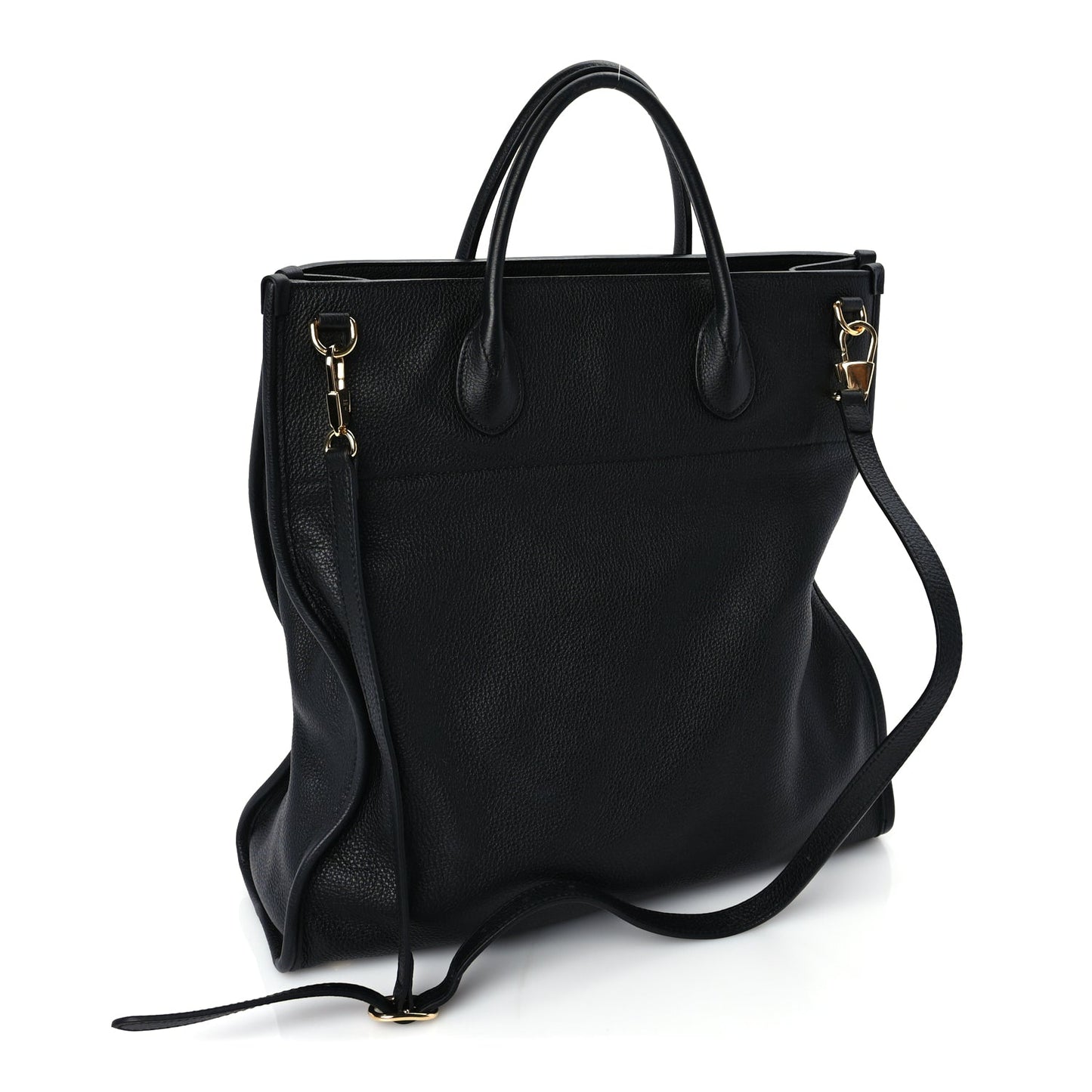 Gucci Pebbled Calfskin Large Logo Tote Black