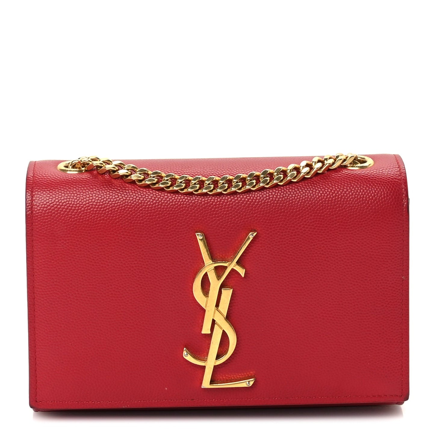 Saint Laurent Grain De Poudre Small Monogram Kate Satchel  Red