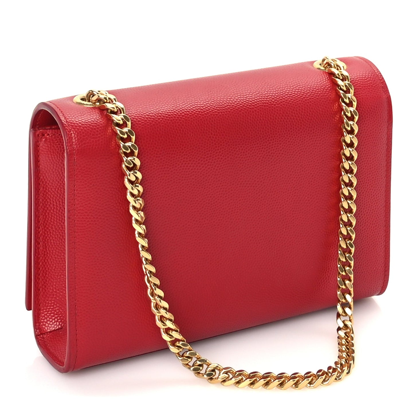 Saint Laurent Grain De Poudre Small Monogram Kate Satchel  Red