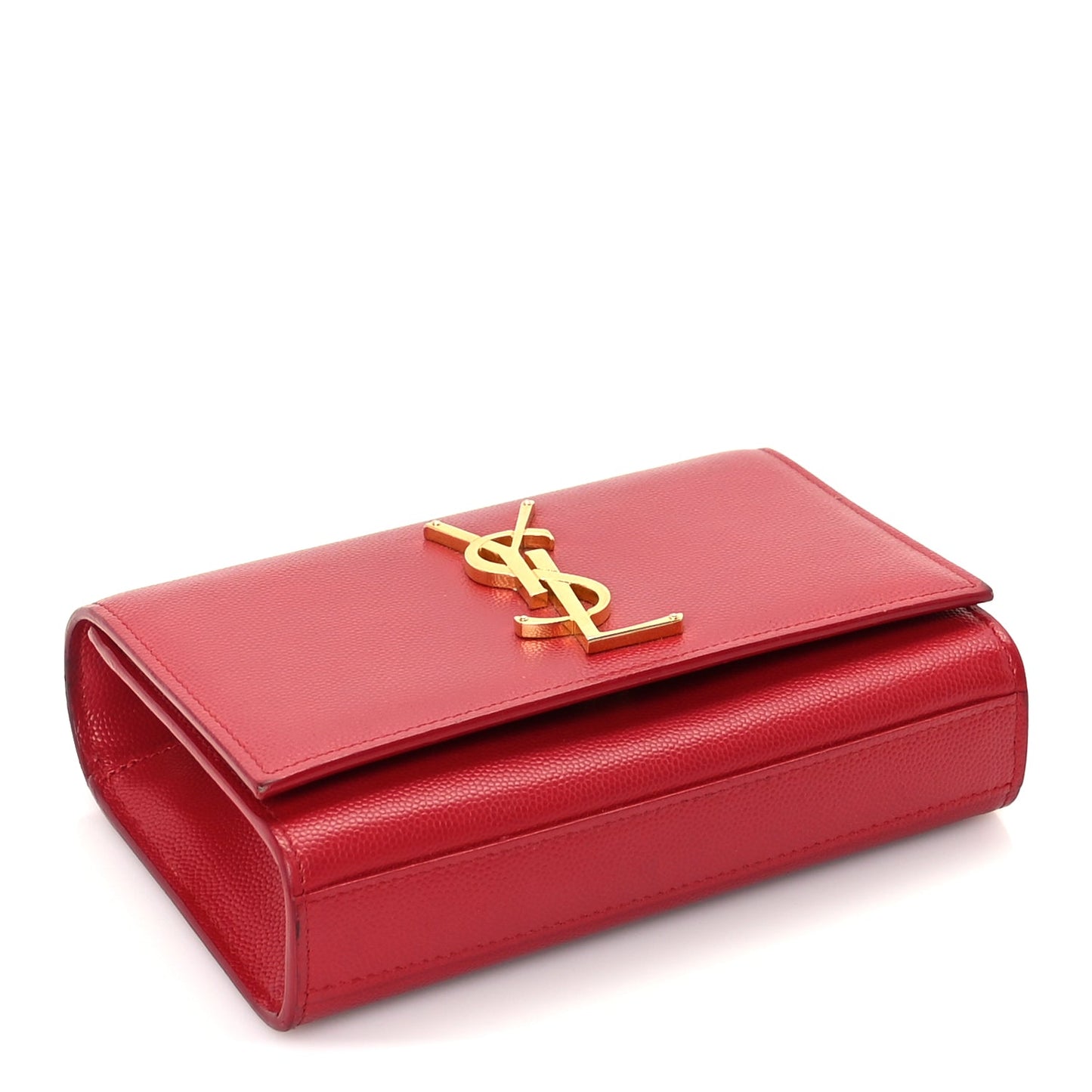 Saint Laurent Grain De Poudre Small Monogram Kate Satchel  Red