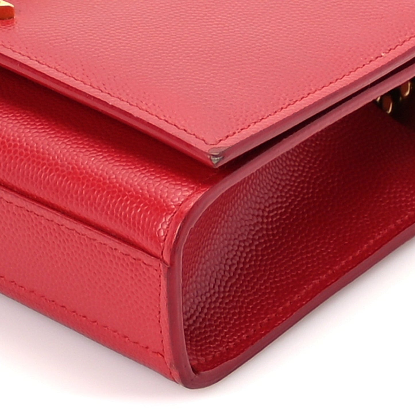 Saint Laurent Grain De Poudre Small Monogram Kate Satchel  Red