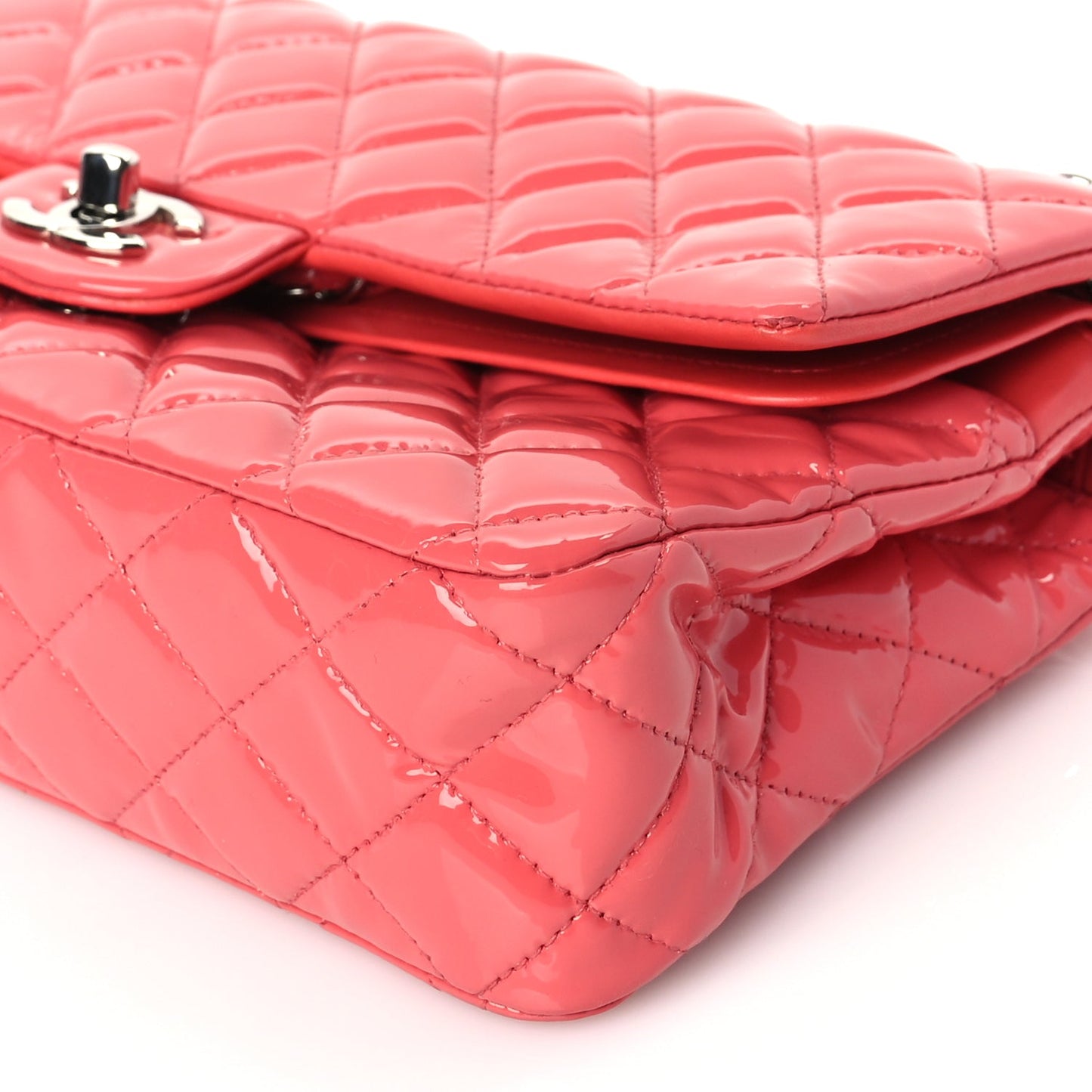Chanel Patent Quilted Medium Double Flap Dark Pink
