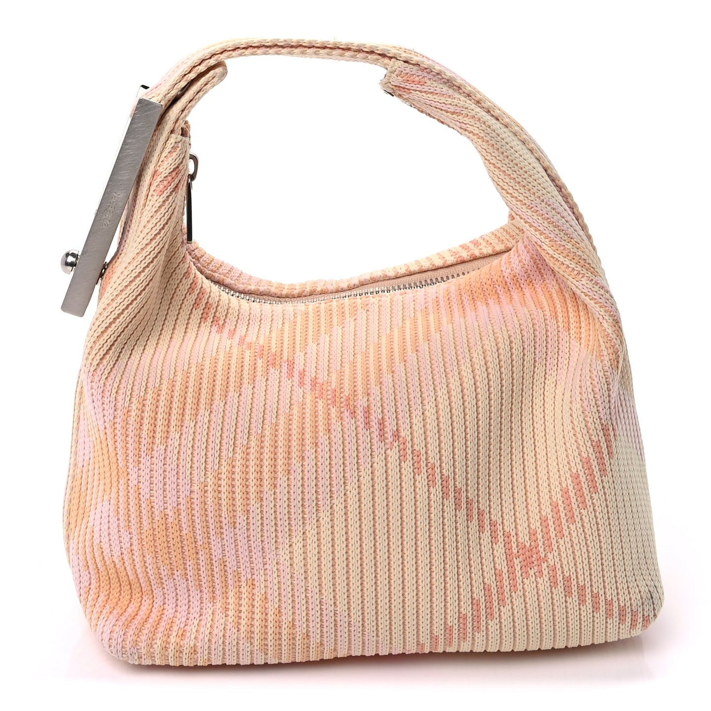 Burberry Canvas Knitted Check Mini Peg Duffle Bag Sherbert
