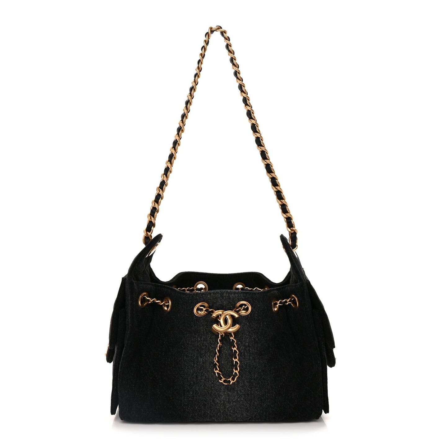 Chanel Washed Denim Quilted Mini Chanel 25 Handbag  Black