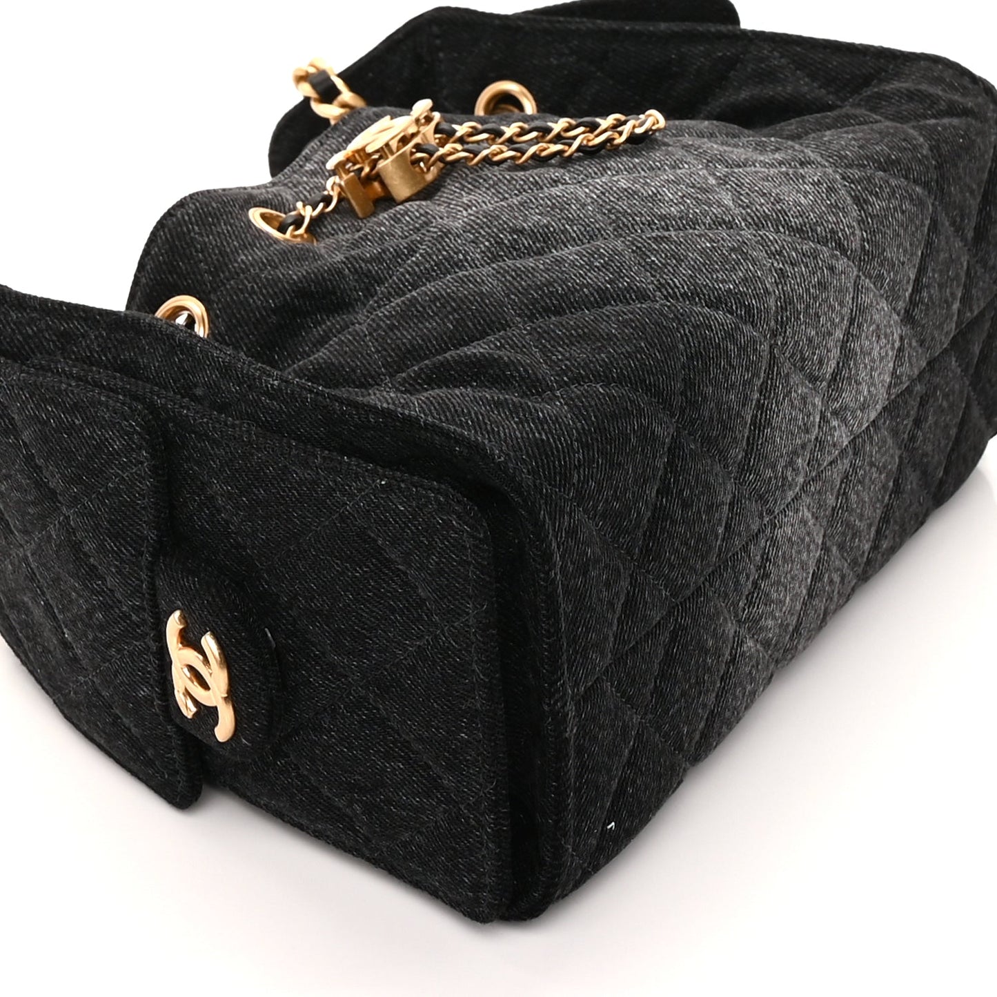 Chanel Washed Denim Quilted Mini Chanel 25 Handbag  Black