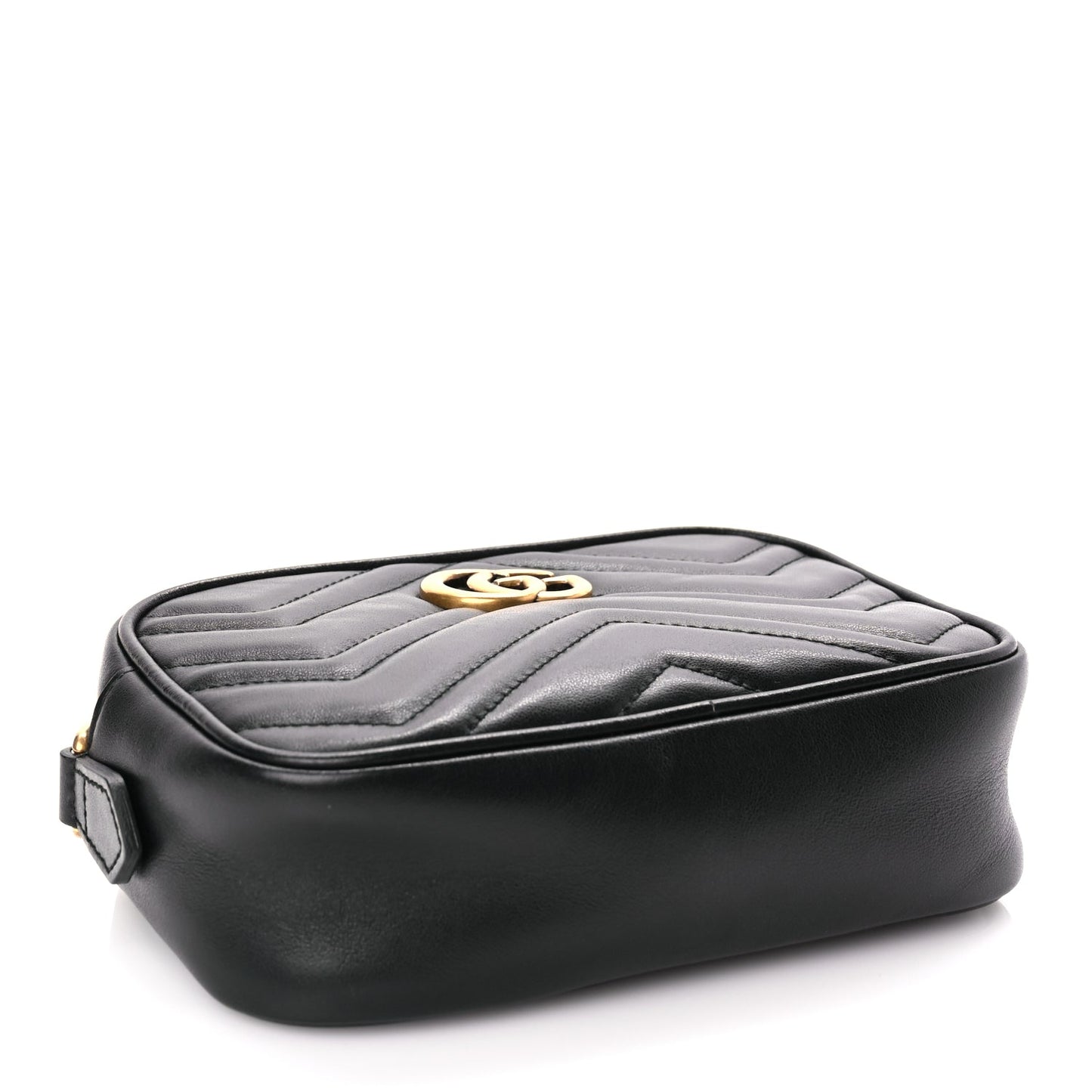 Gucci Calfskin Matelasse Mini GG Marmont Chain Shoulder Bag Black