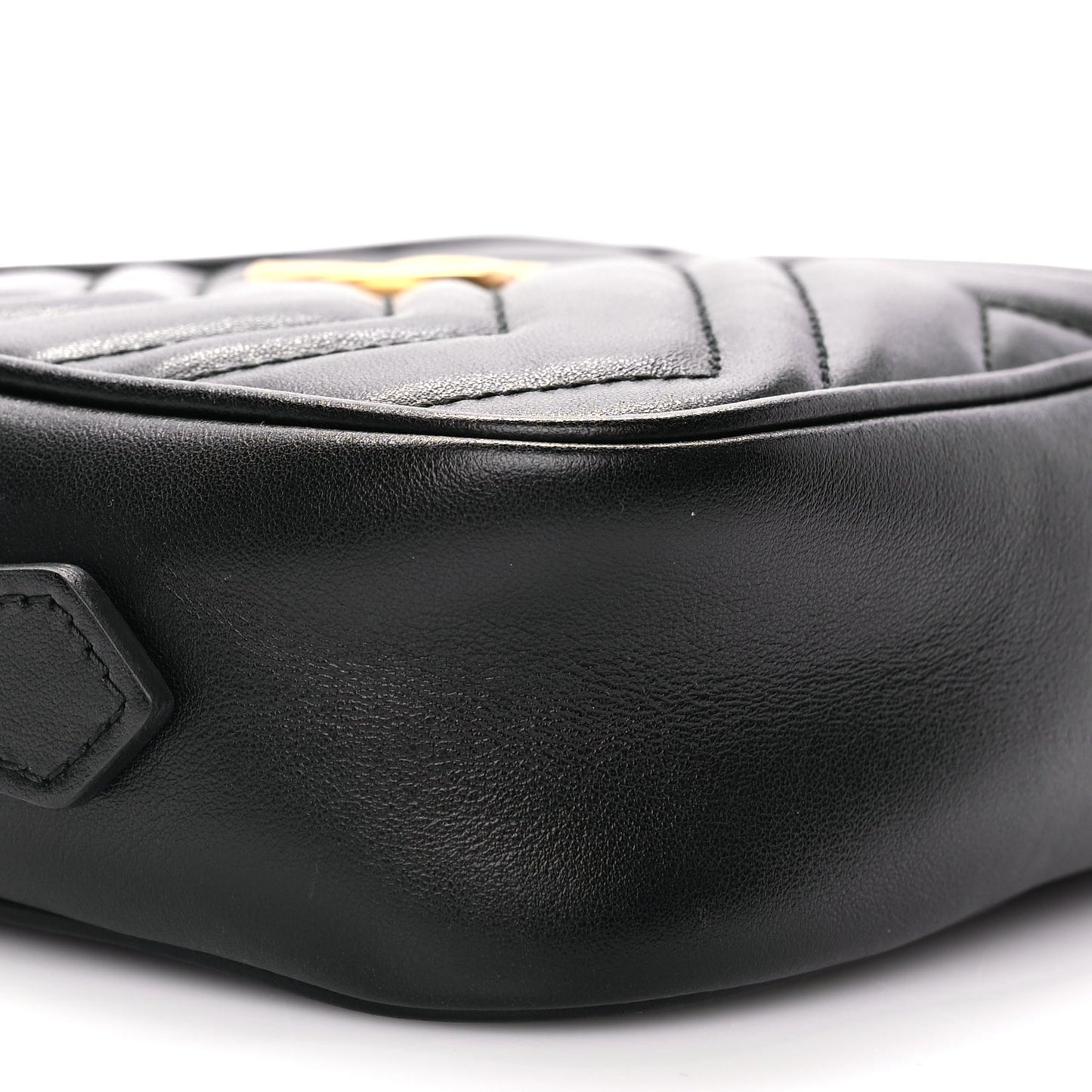 Gucci Calfskin Matelasse Mini GG Marmont Chain Shoulder Bag Black