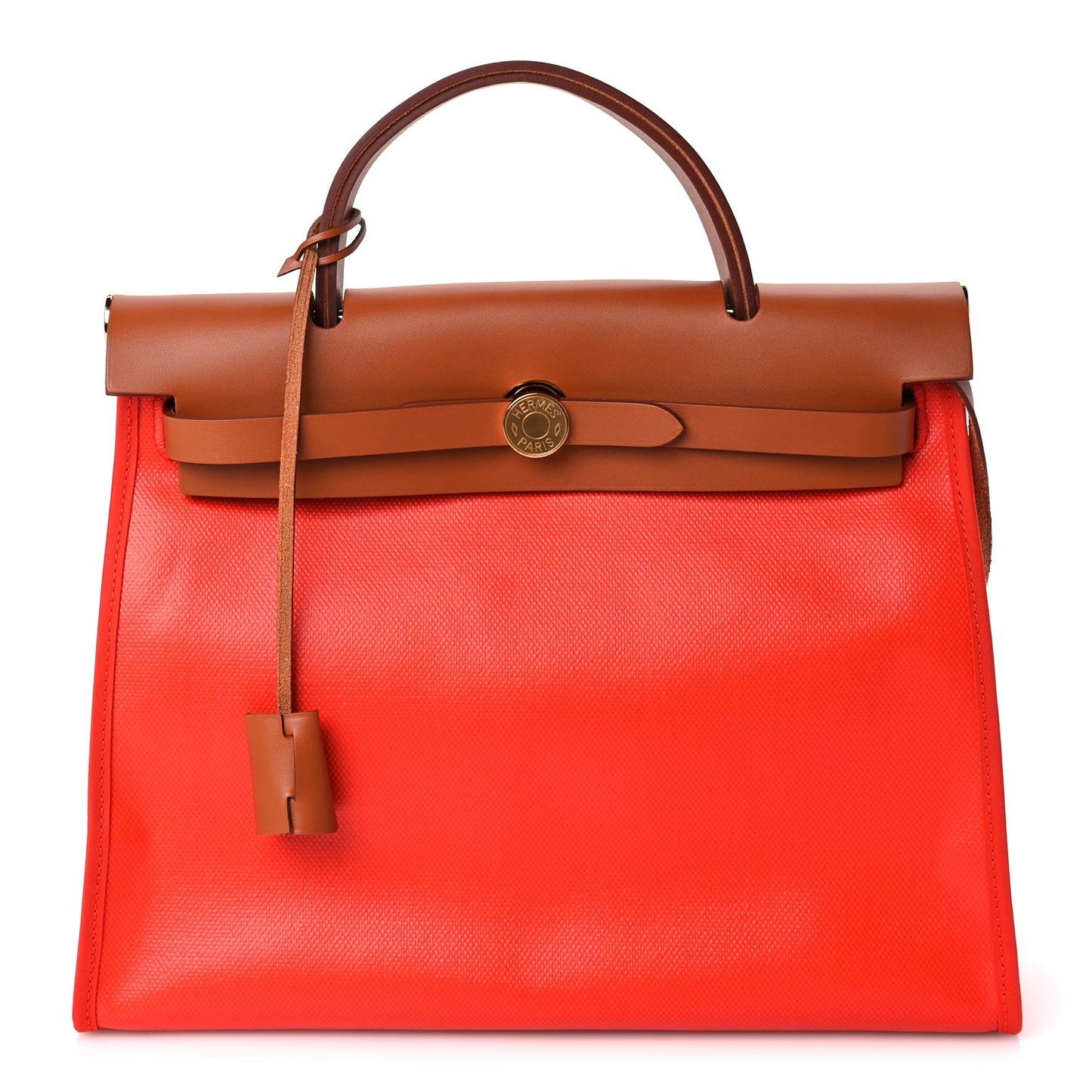 Hermes Toile H Berline Vache Hunter Herbag Zip 31 PM Capucine Fauve