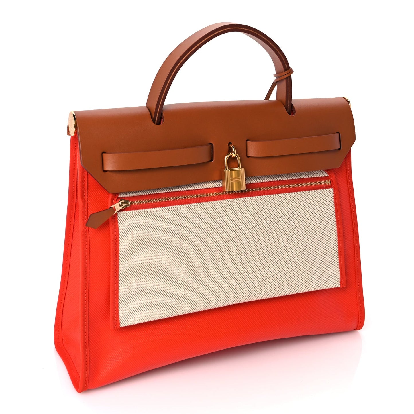 Hermes Toile H Berline Vache Hunter Herbag Zip 31 PM Capucine Fauve
