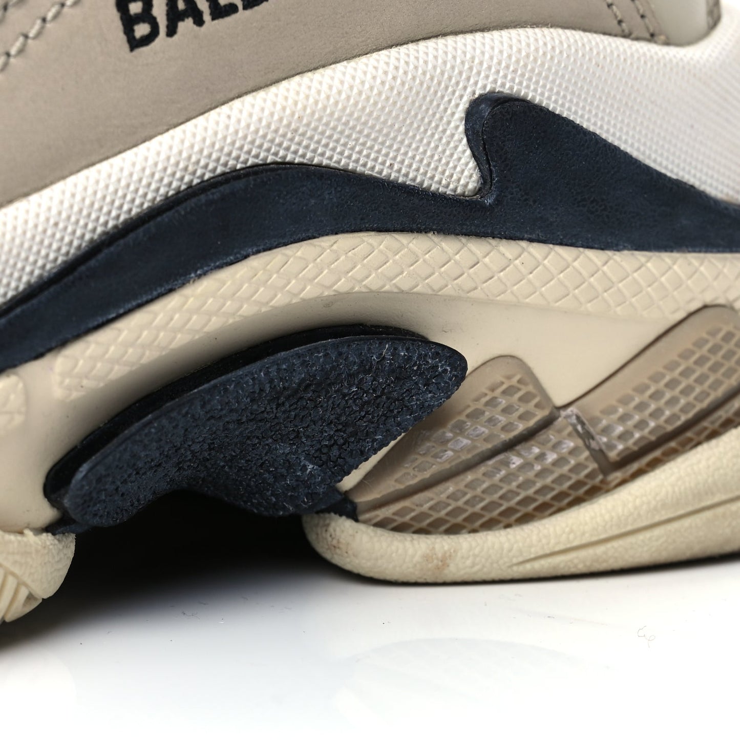 Balenciaga Fabric Mesh Womens Triple S Sneakers 38 Beige Black