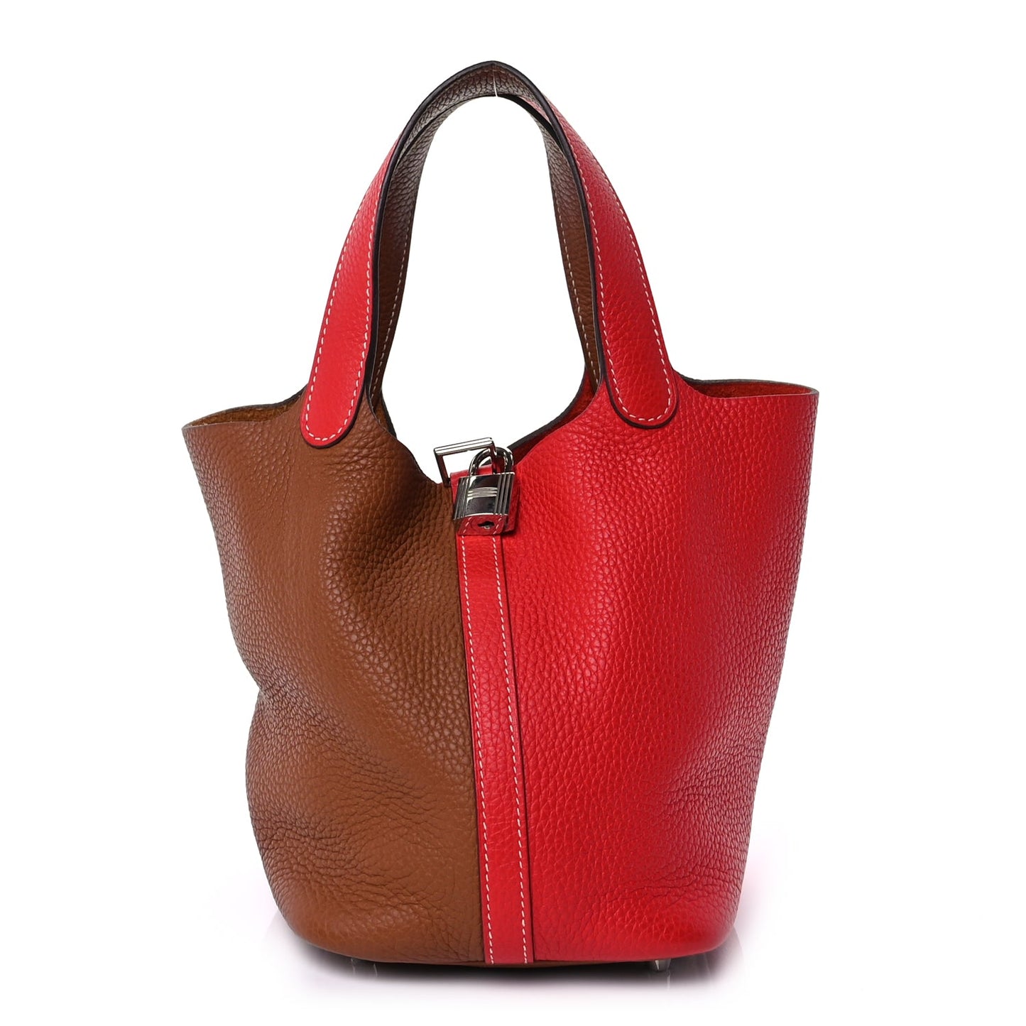 Hermes Taurillon Clemence Casaque Picotin Lock 18 PM  Gold Rouge De Coeur