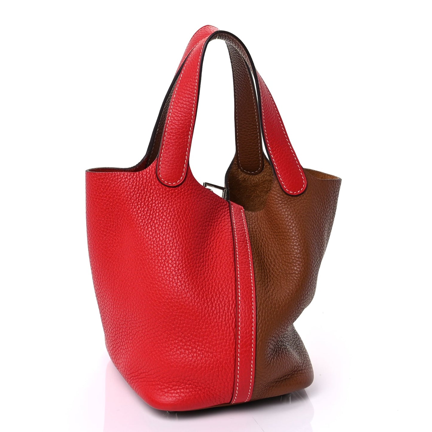 Hermes Taurillon Clemence Casaque Picotin Lock 18 PM  Gold Rouge De Coeur
