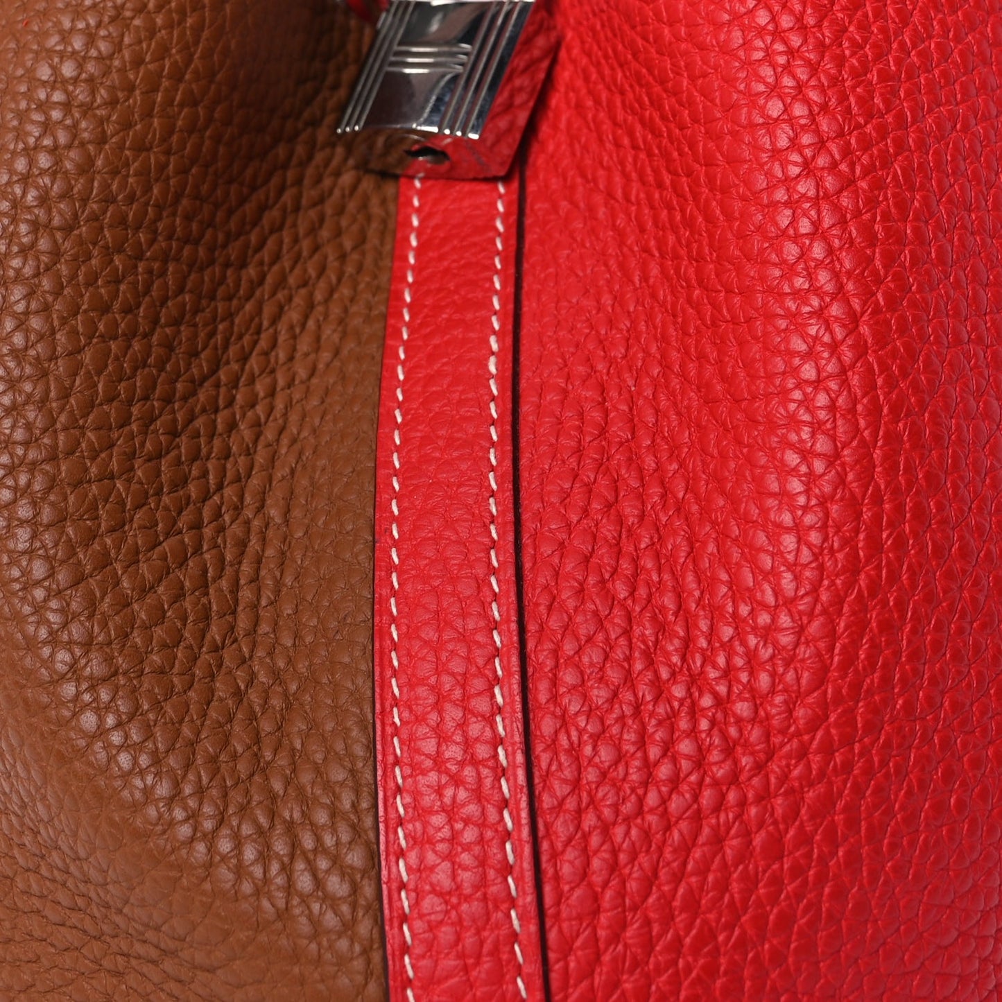 Hermes Taurillon Clemence Casaque Picotin Lock 18 PM  Gold Rouge De Coeur