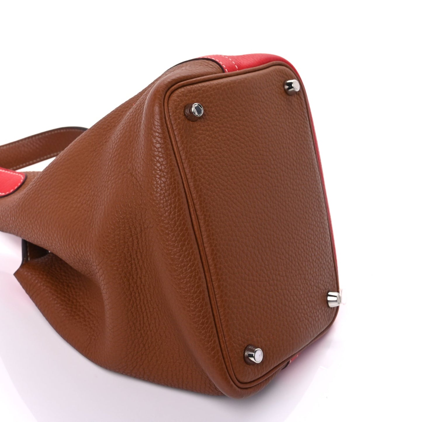 Hermes Taurillon Clemence Casaque Picotin Lock 18 PM  Gold Rouge De Coeur