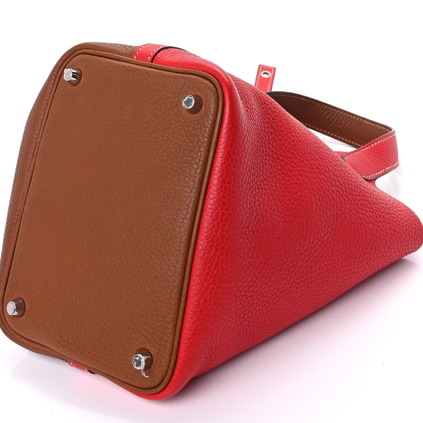 Hermes Taurillon Clemence Casaque Picotin Lock 18 PM  Gold Rouge De Coeur