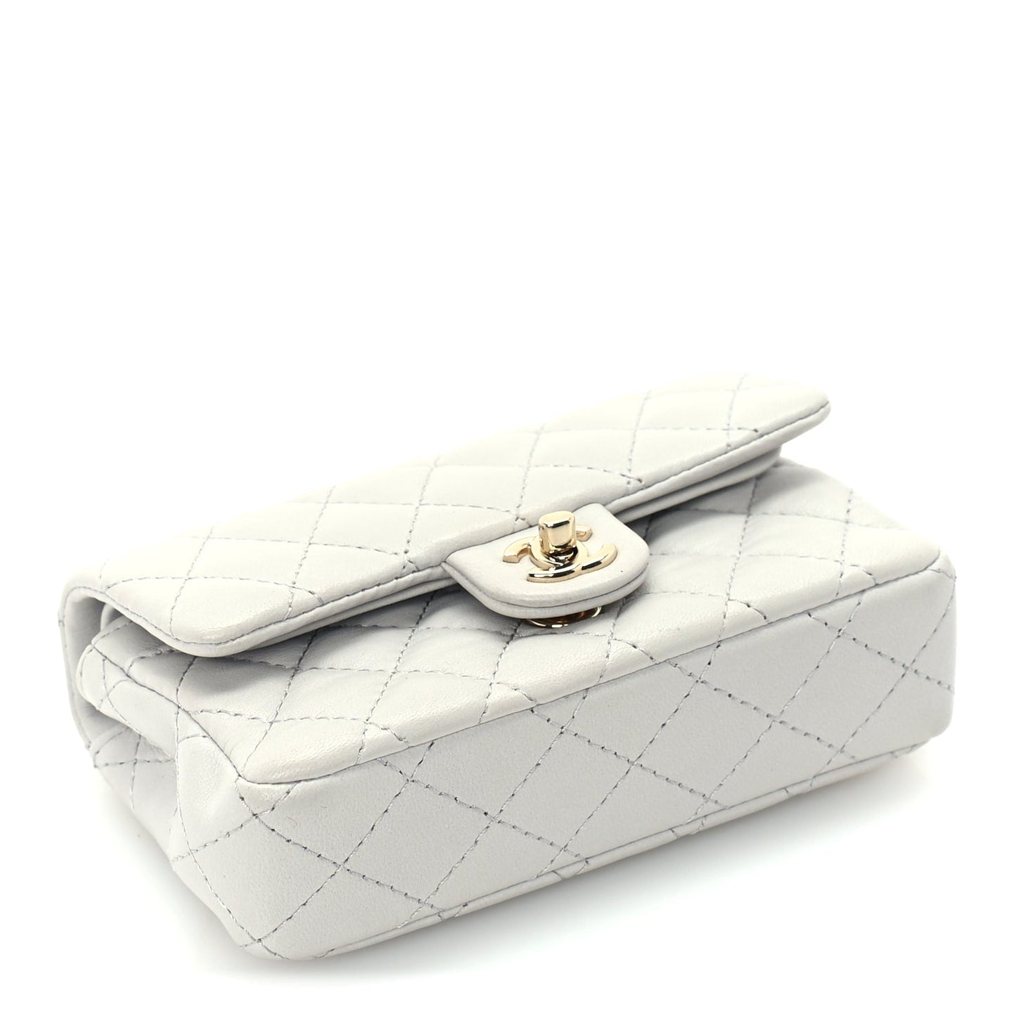 Chanel Lambskin Quilted Mini Flap Bag Charm With Hook  Grey