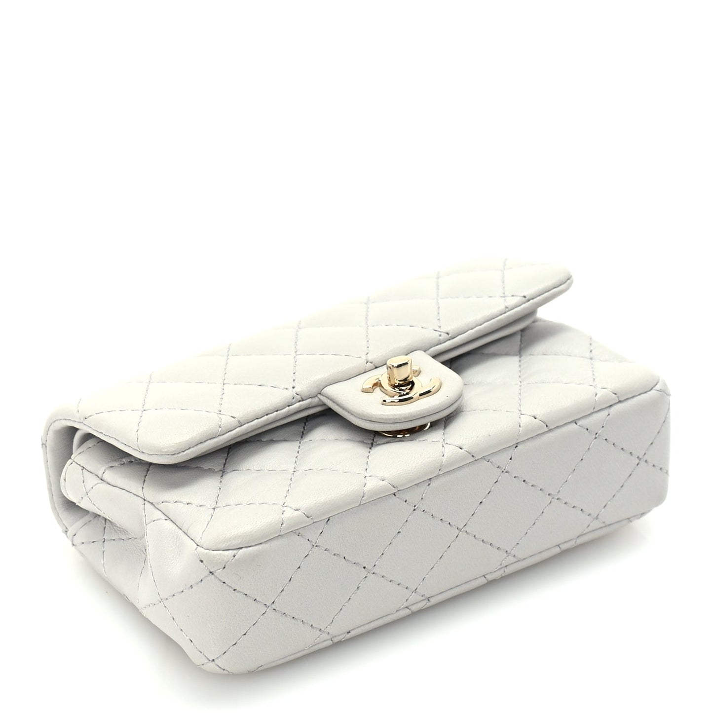 Chanel Lambskin Quilted Mini Flap Bag Charm With Hook  Grey