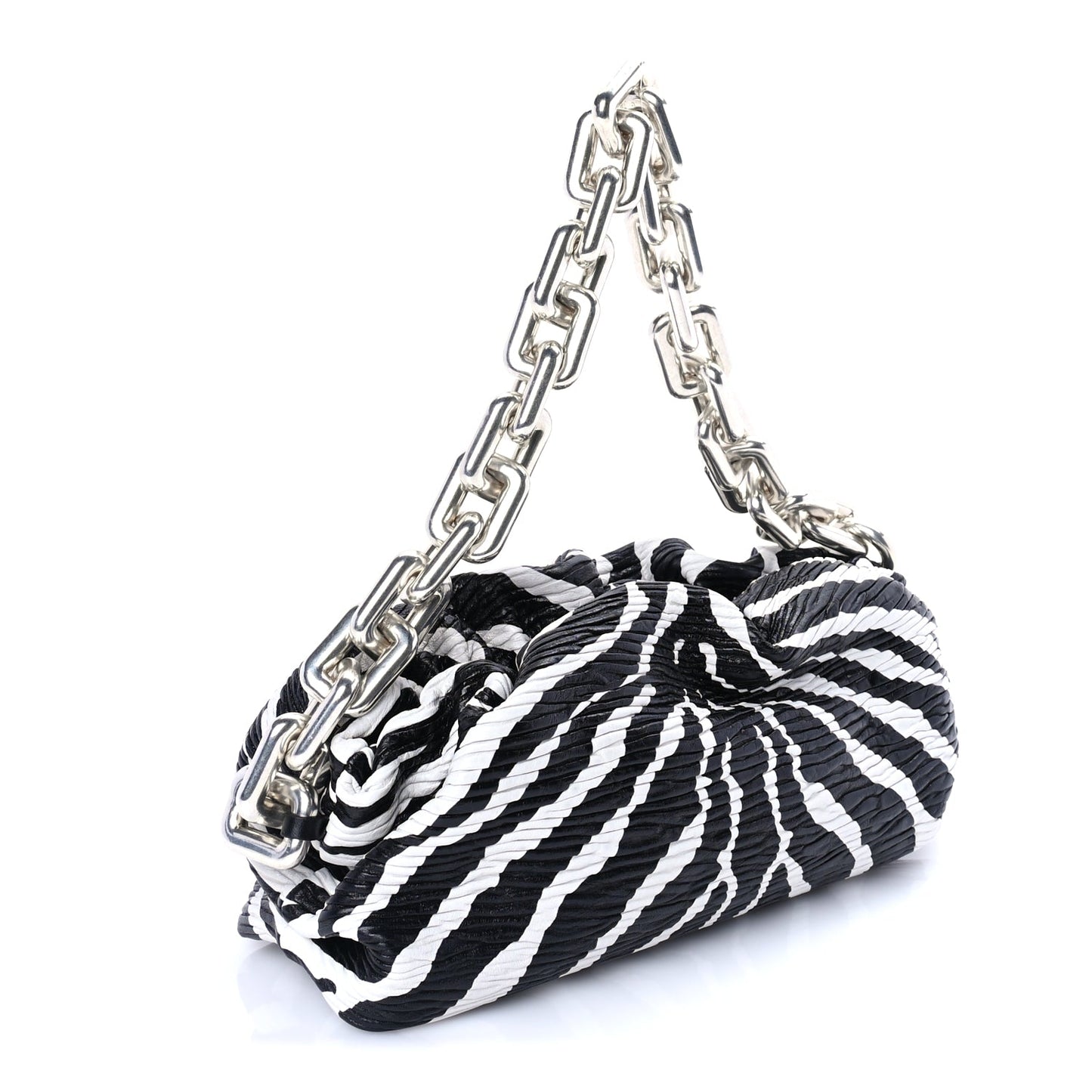 Bottega Veneta Nappa Zebra Print The Pouch Chain  White Black