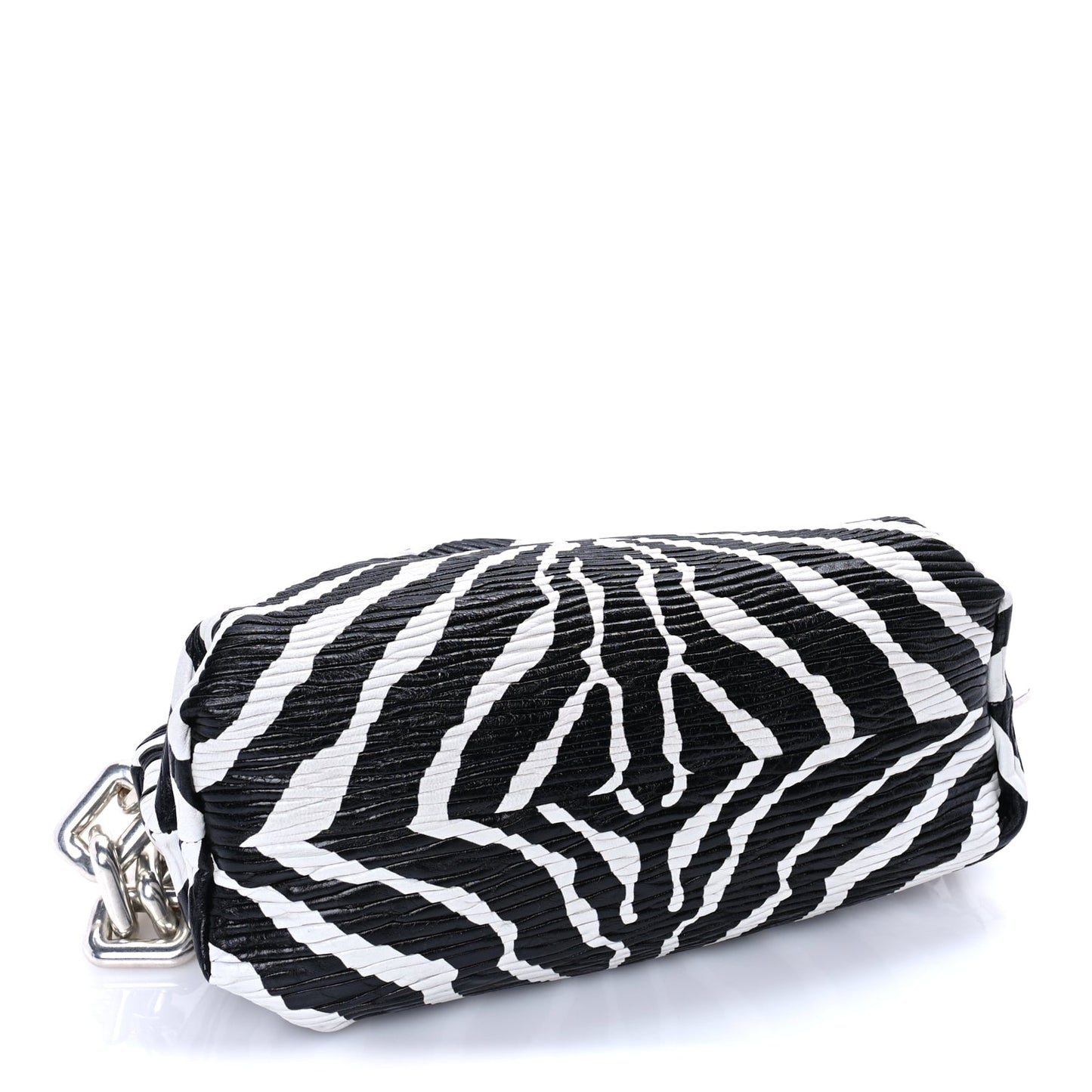 Bottega Veneta Nappa Zebra Print The Pouch Chain  White Black