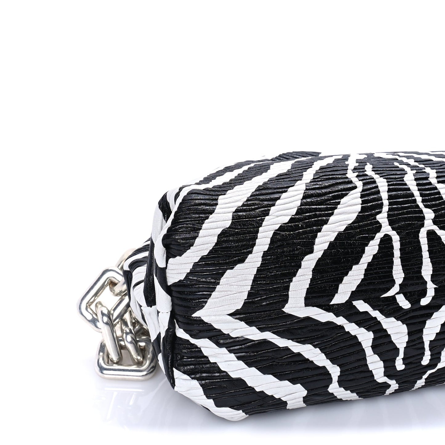 Bottega Veneta Nappa Zebra Print The Pouch Chain  White Black
