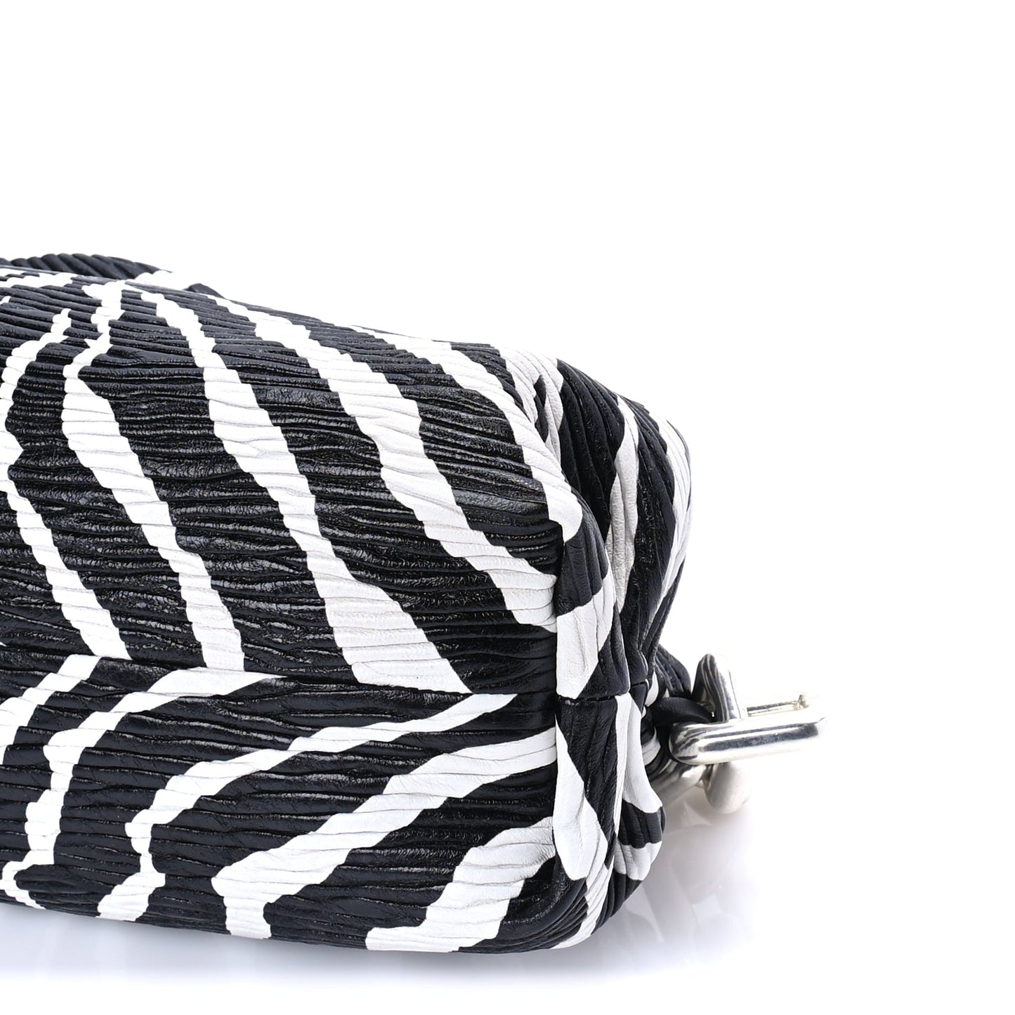 Bottega Veneta Nappa Zebra Print The Pouch Chain  White Black