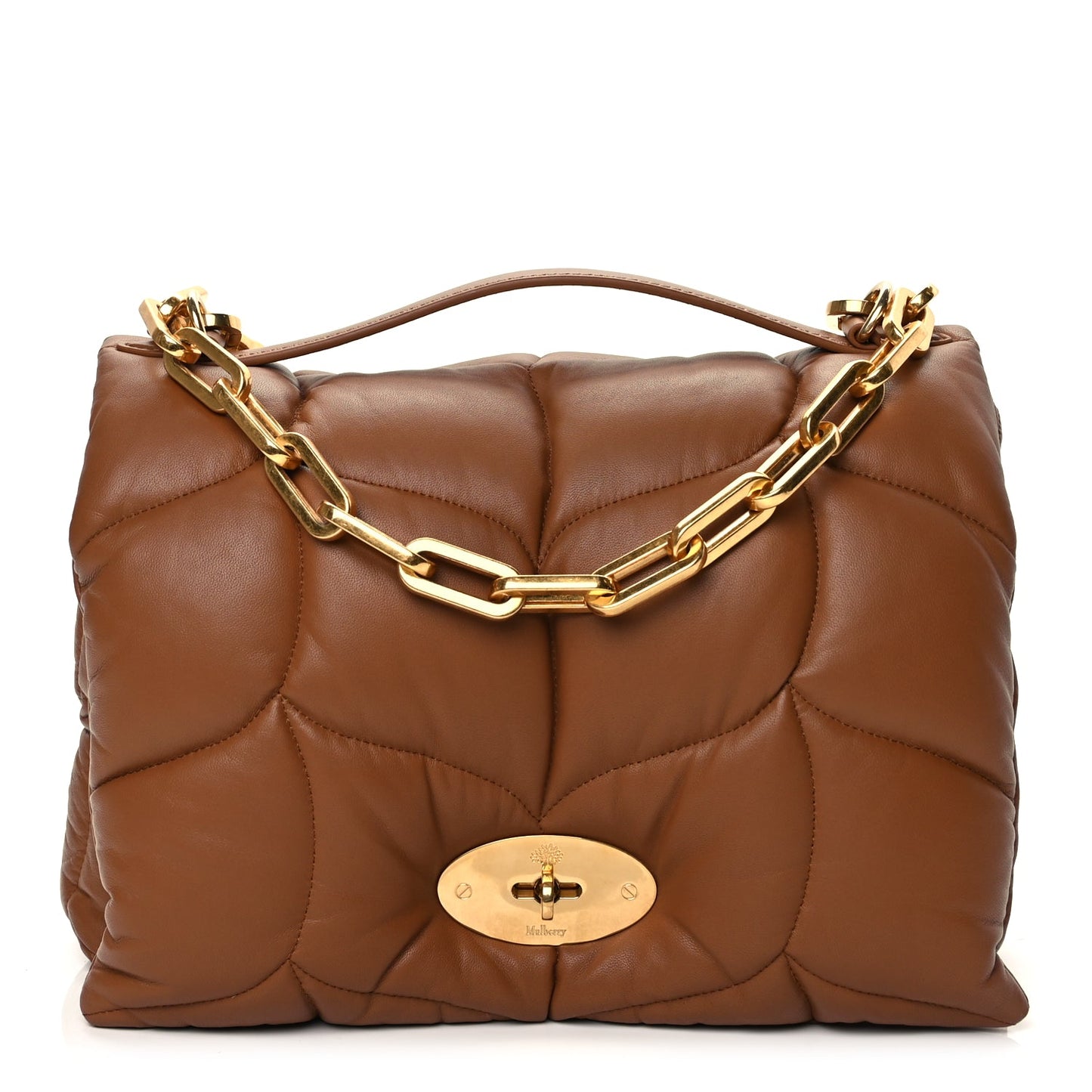 Mulberry Nappa Pillow Quilted Softie Bag Tobacco Brown
