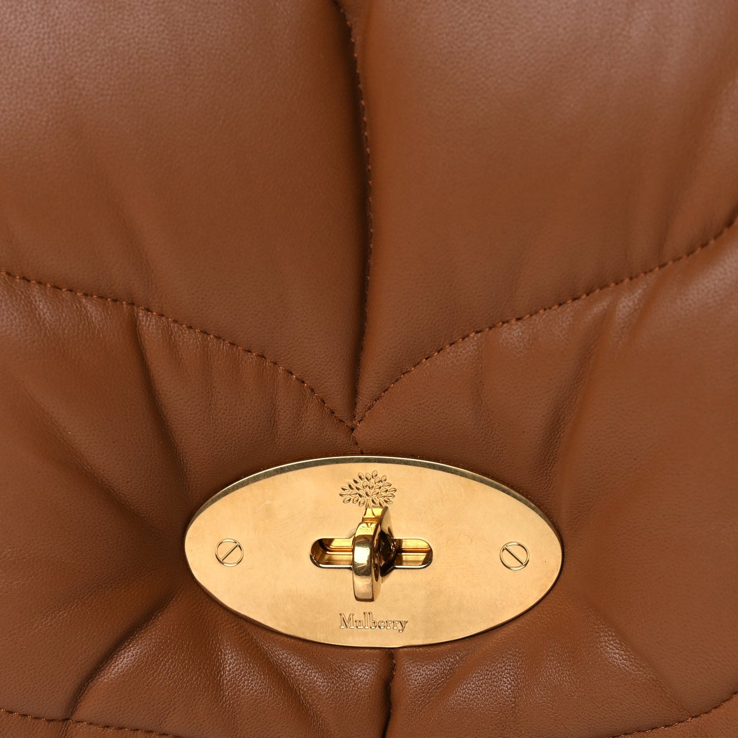 Mulberry Nappa Pillow Quilted Softie Bag Tobacco Brown