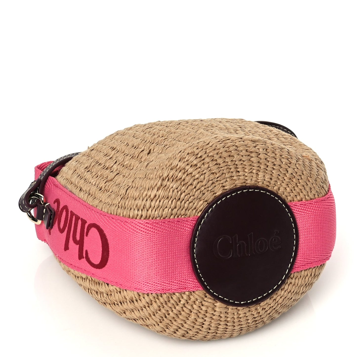 Chloe X MIFUKO Raffia Calfskin Small Woody Basket Pink Red