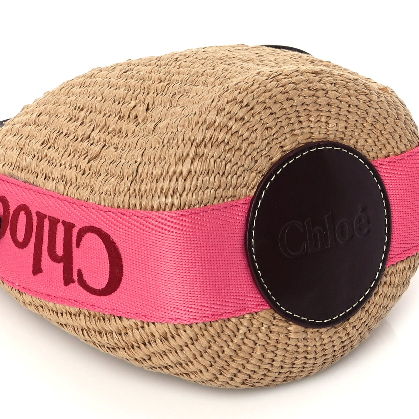Chloe X MIFUKO Raffia Calfskin Small Woody Basket Pink Red