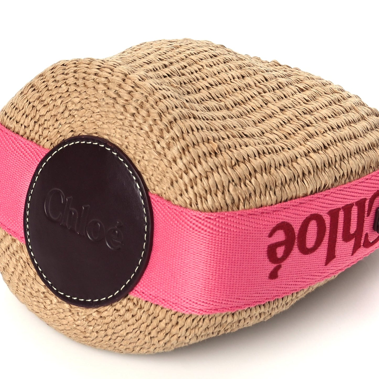 Chloe X MIFUKO Raffia Calfskin Small Woody Basket Pink Red