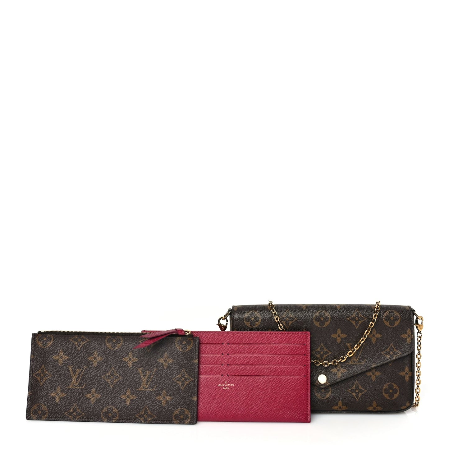Louis Vuitton Monogram Pochette Felicie Chain Wallet Fuchsia