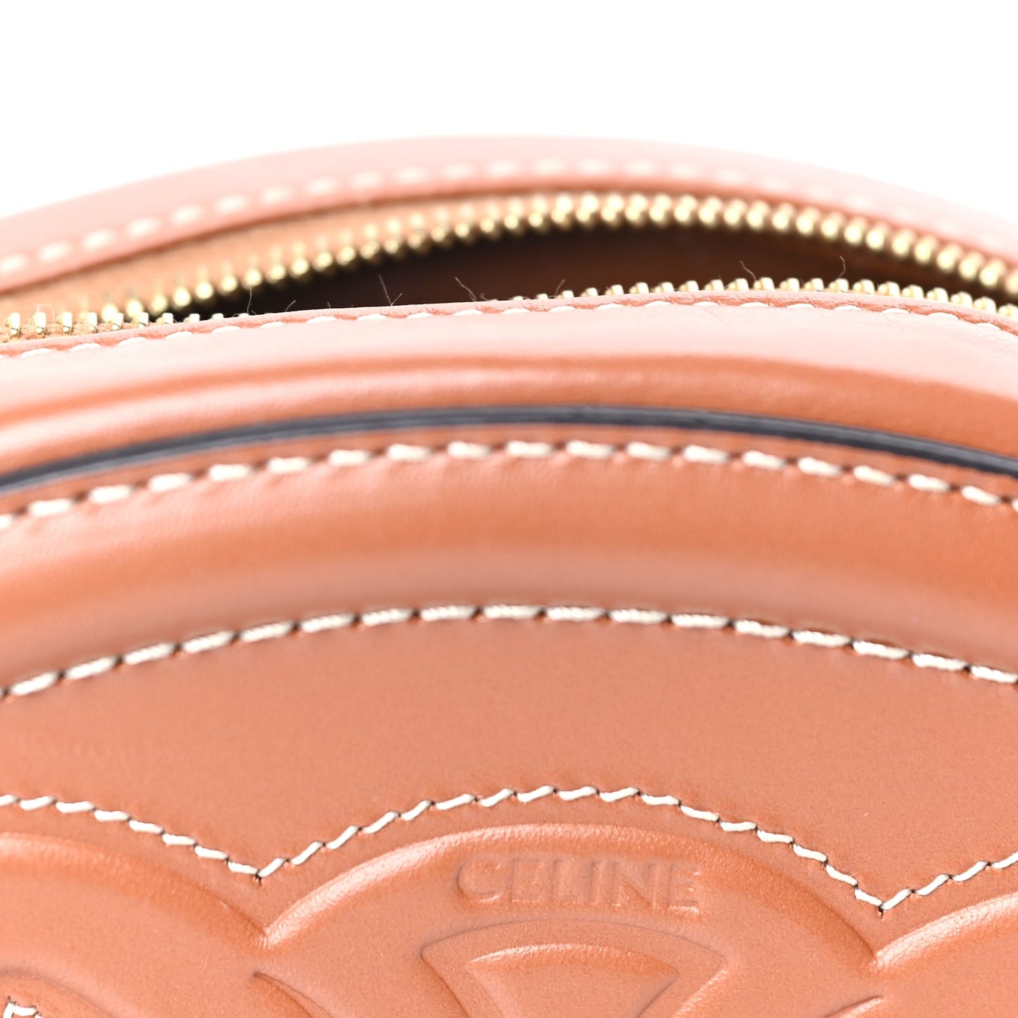 Celine Smooth Calfskin Cuir Small Triomphe Oval Crossbody Purse Tan