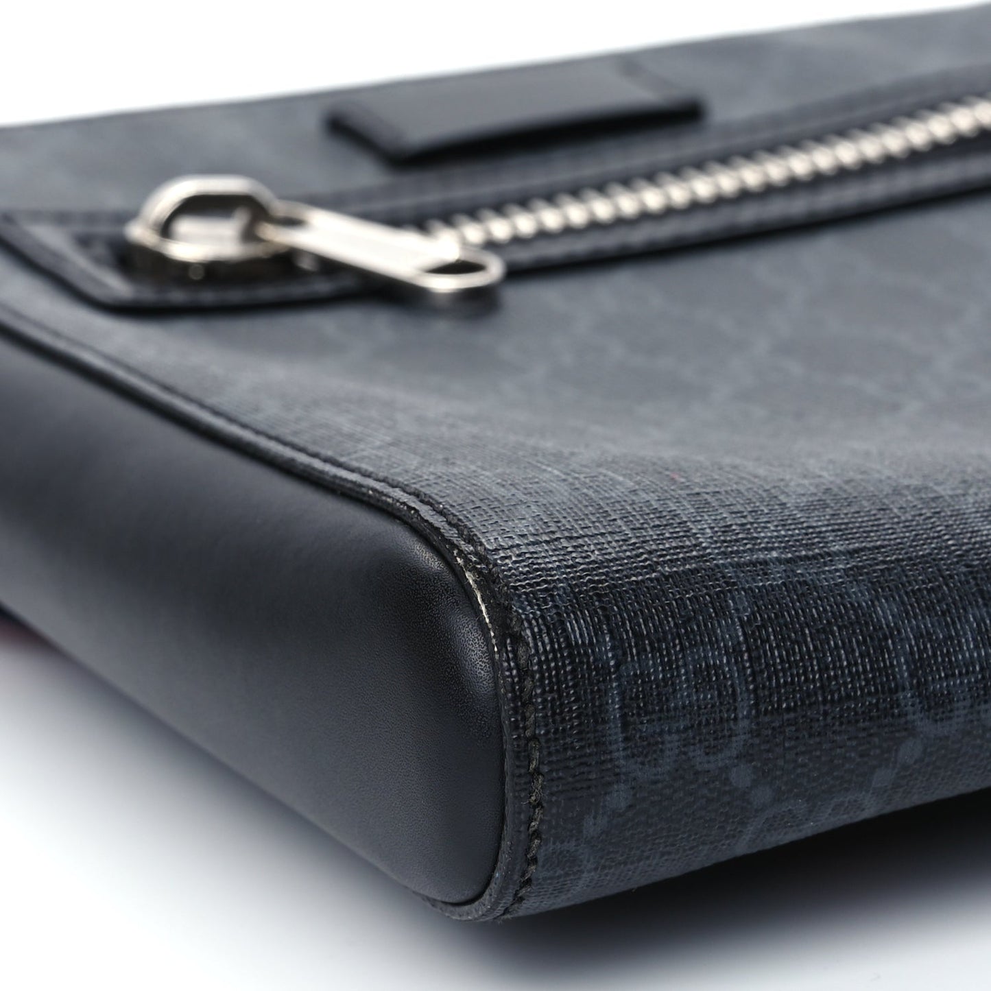 Gucci GG Supreme Monogram Web Small Flat Messenger Bag Black Grey