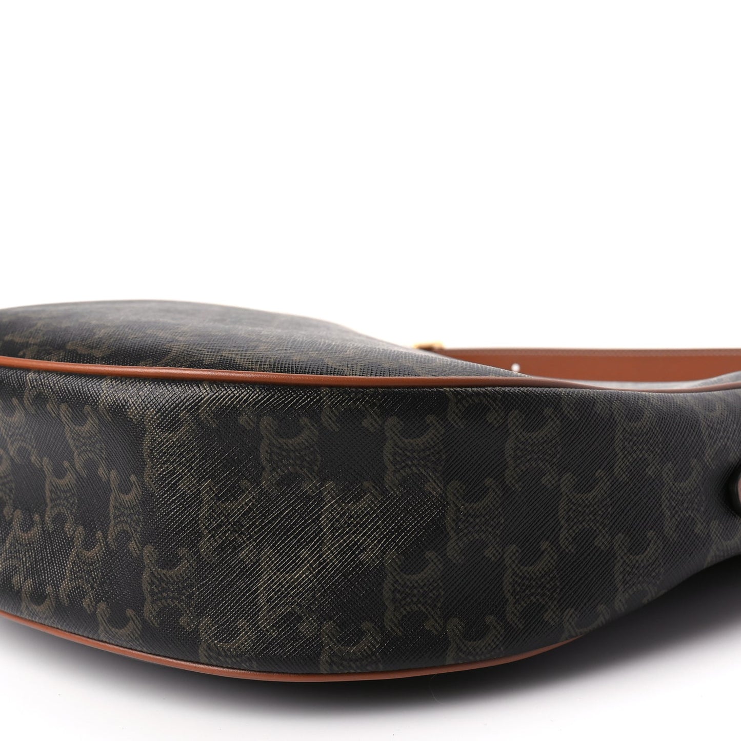 Celine Calfskin Triomphe Canvas Heloise Shoulder Bag Tan