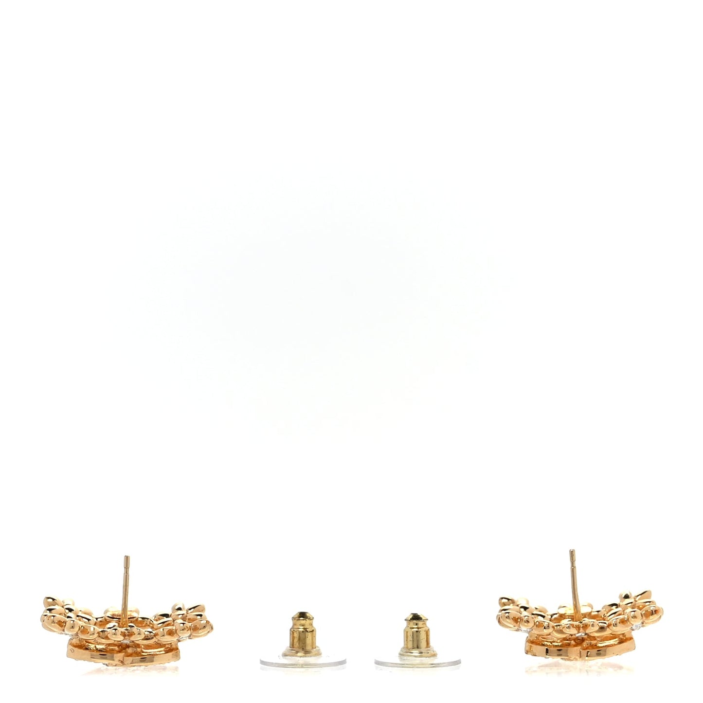 Chanel Crystal CC Flower Earrings Gold