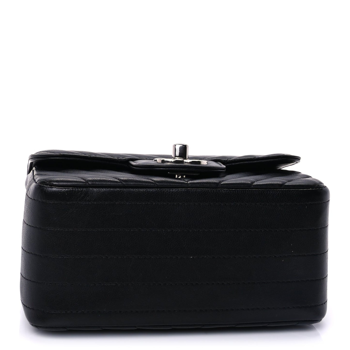 Chanel Lambskin Chevron Quilted Mini Square Flap  Black
