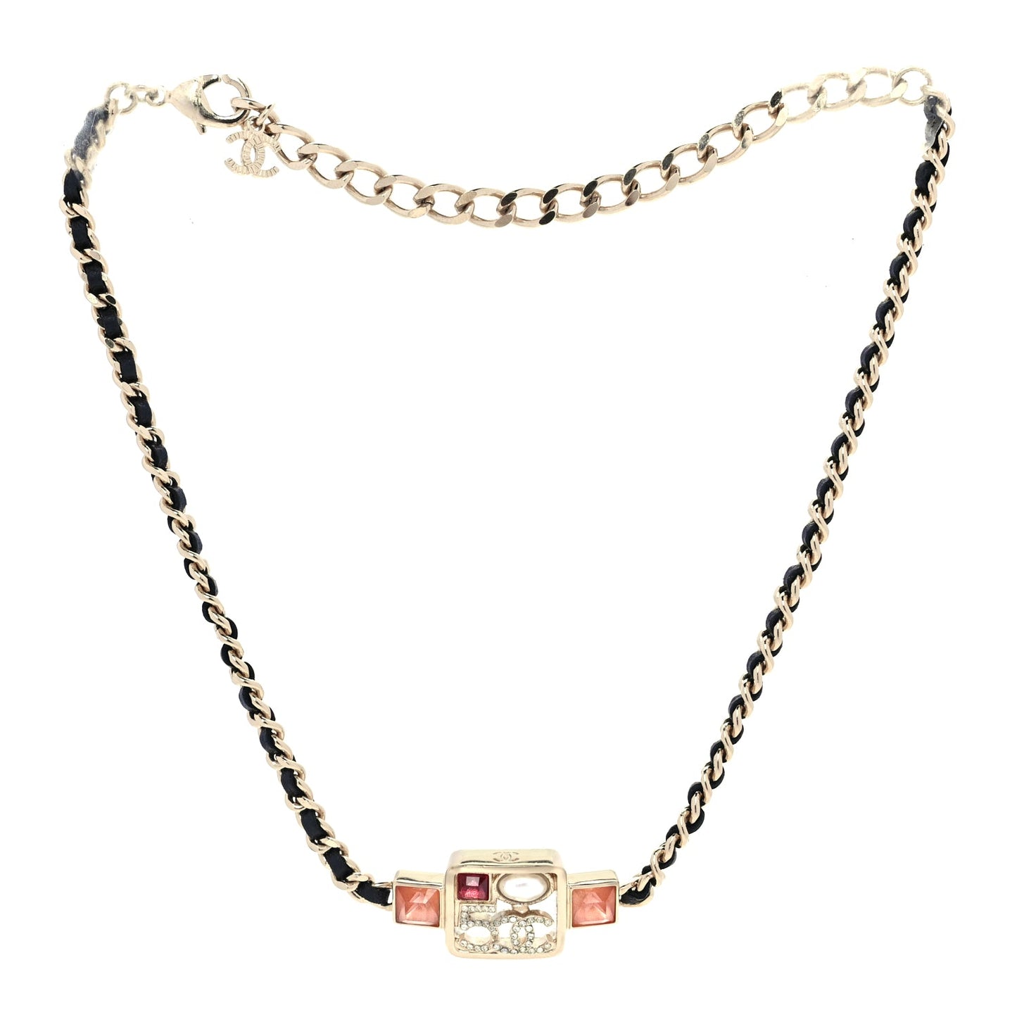 Chanel Calfskin Pearl Gripoix Chocker Necklace  Gold Multicolour