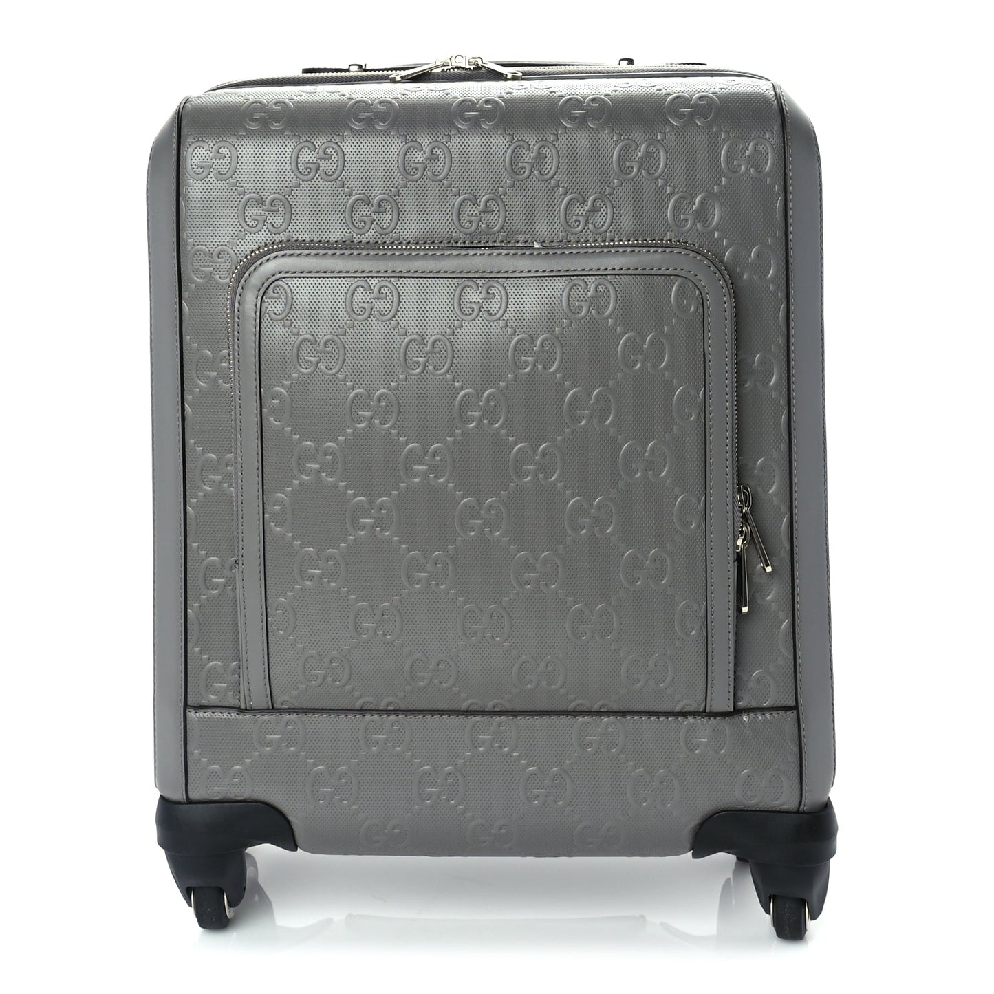 Gucci Monogram Jumbo GG Textured Dollar Calfskin Small Carry On Trolley Grey