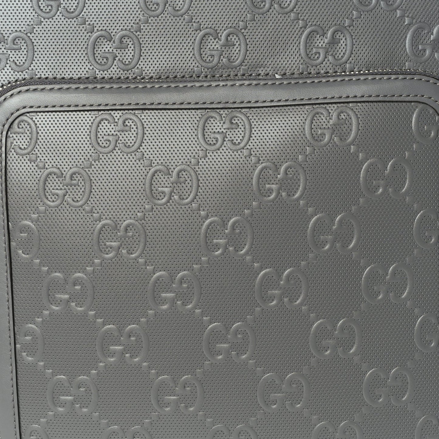 Gucci Monogram Jumbo GG Textured Dollar Calfskin Small Carry On Trolley Grey