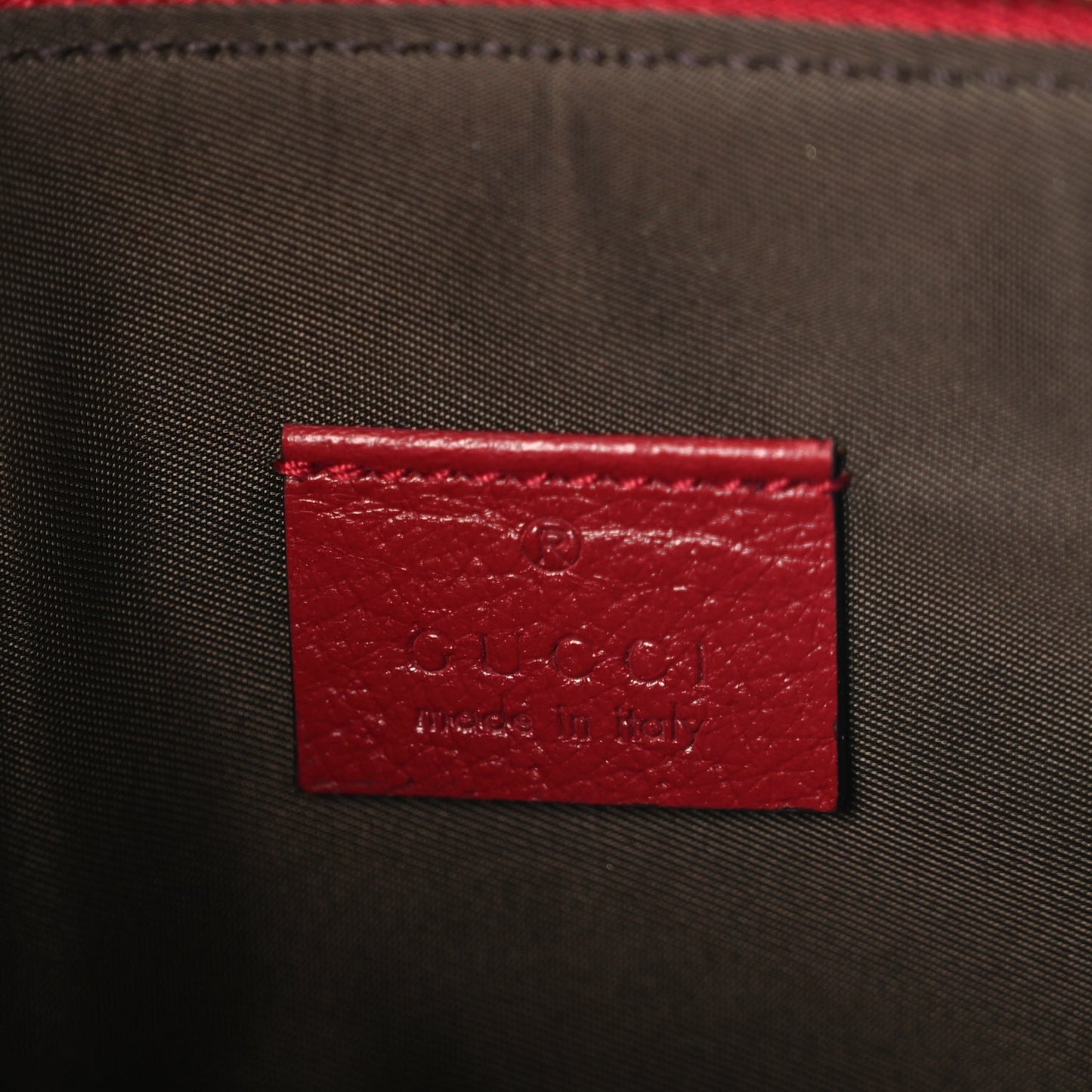 Gucci GG Supreme Monogram Tian Large Zip Pouch Beige Multicolor Red
