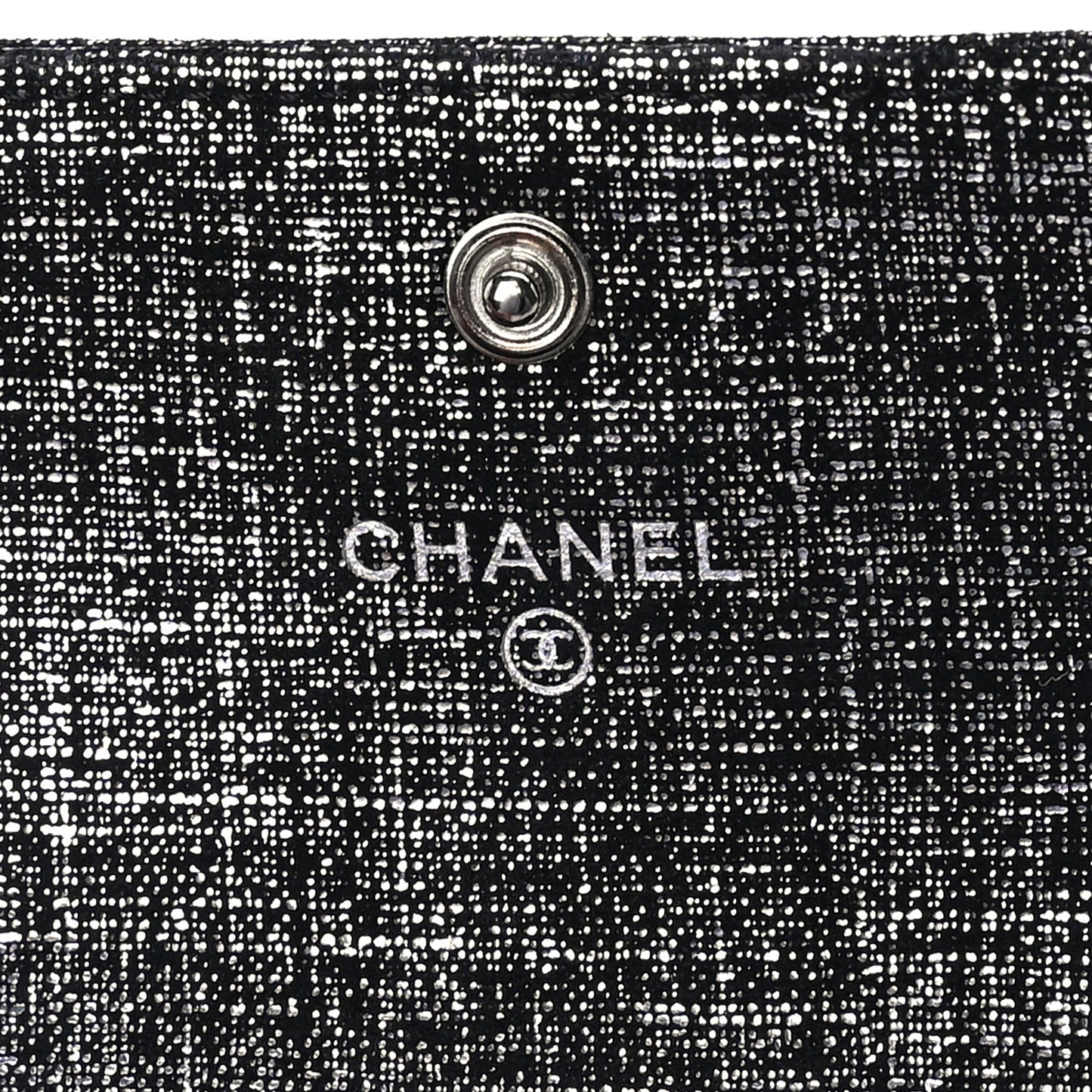 Chanel Glittered Calfskin Quilted Flap Card Holder Dark Grey