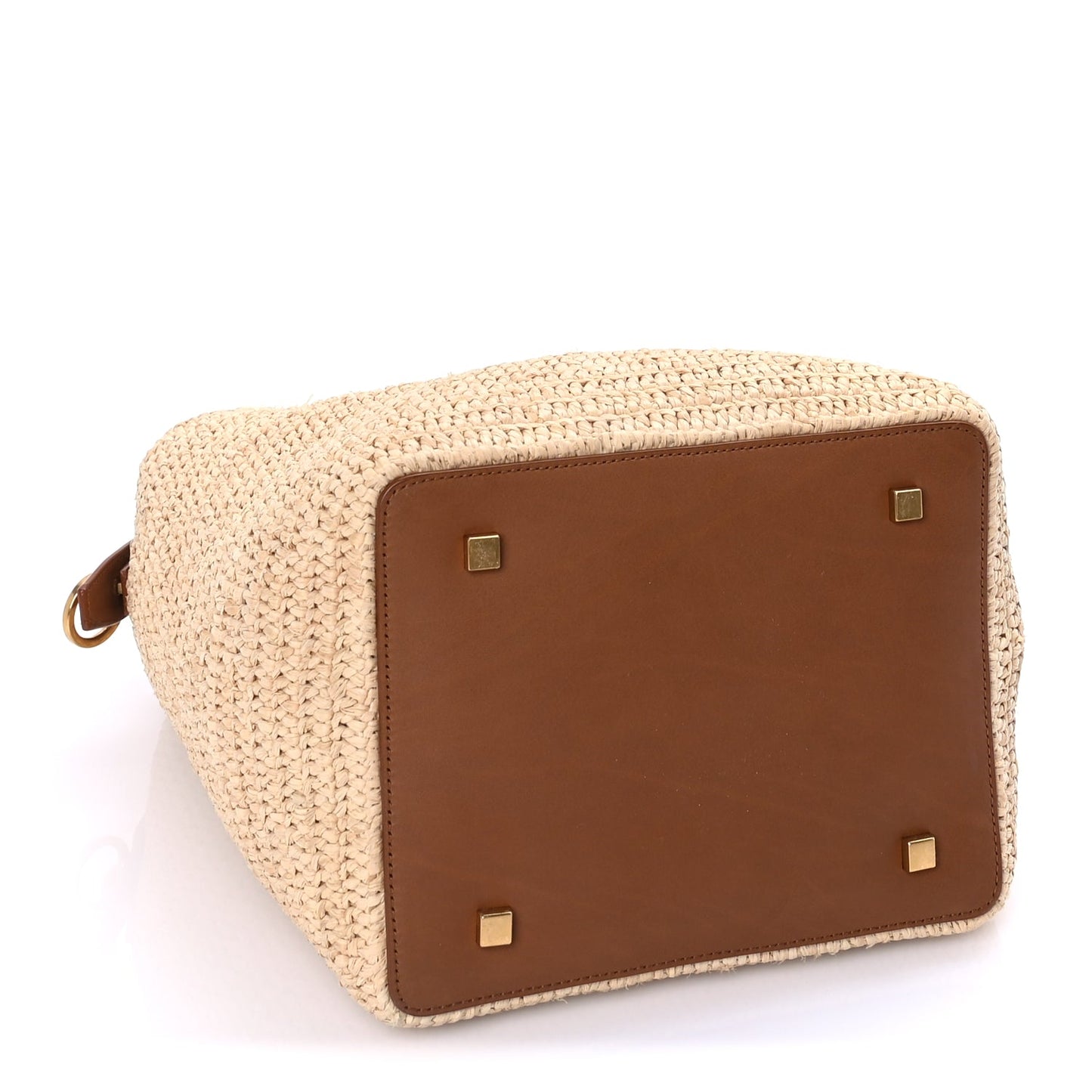 Saint Laurent Raffia Vegetable Tanned Calfskin Le 37 Bucket Bag Natural Brick