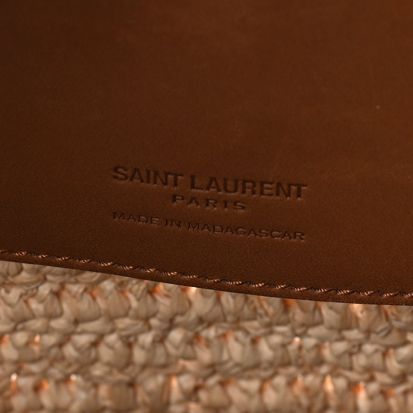 Saint Laurent Raffia Vegetable Tanned Calfskin Le 37 Bucket Bag Natural Brick