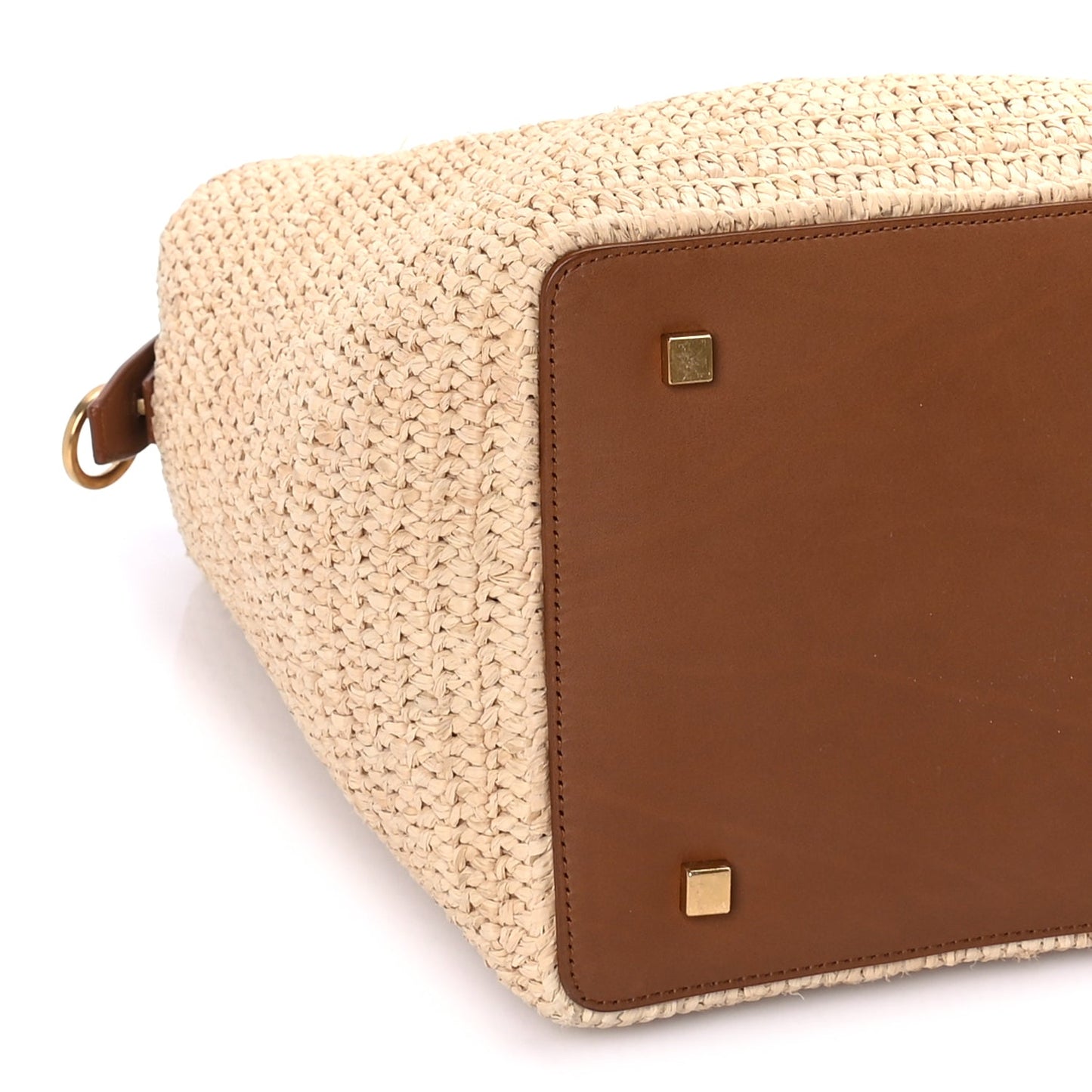 Saint Laurent Raffia Vegetable Tanned Calfskin Le 37 Bucket Bag Natural Brick